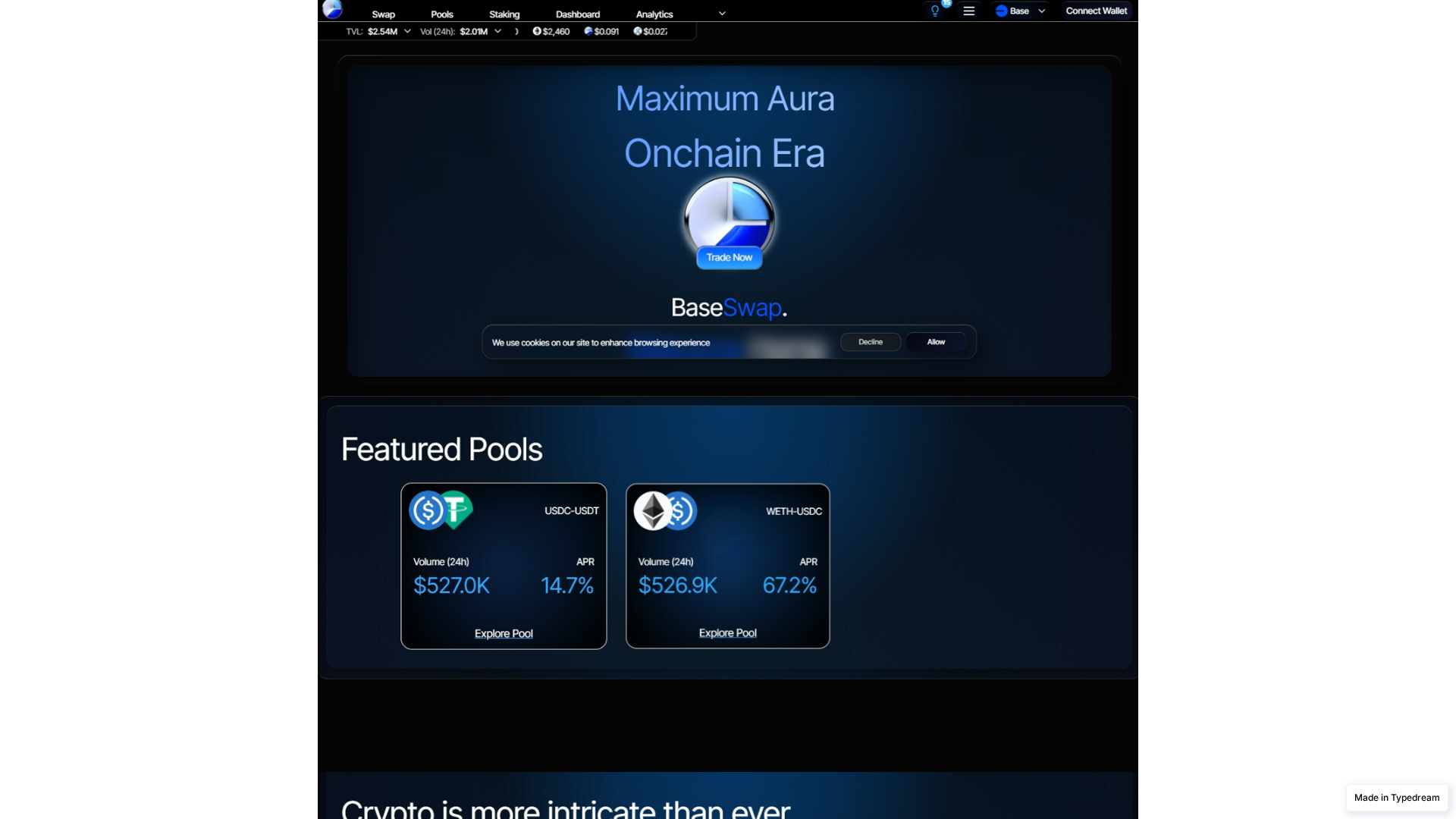 Screenshot of base-swap-ex-change.typedream.app
