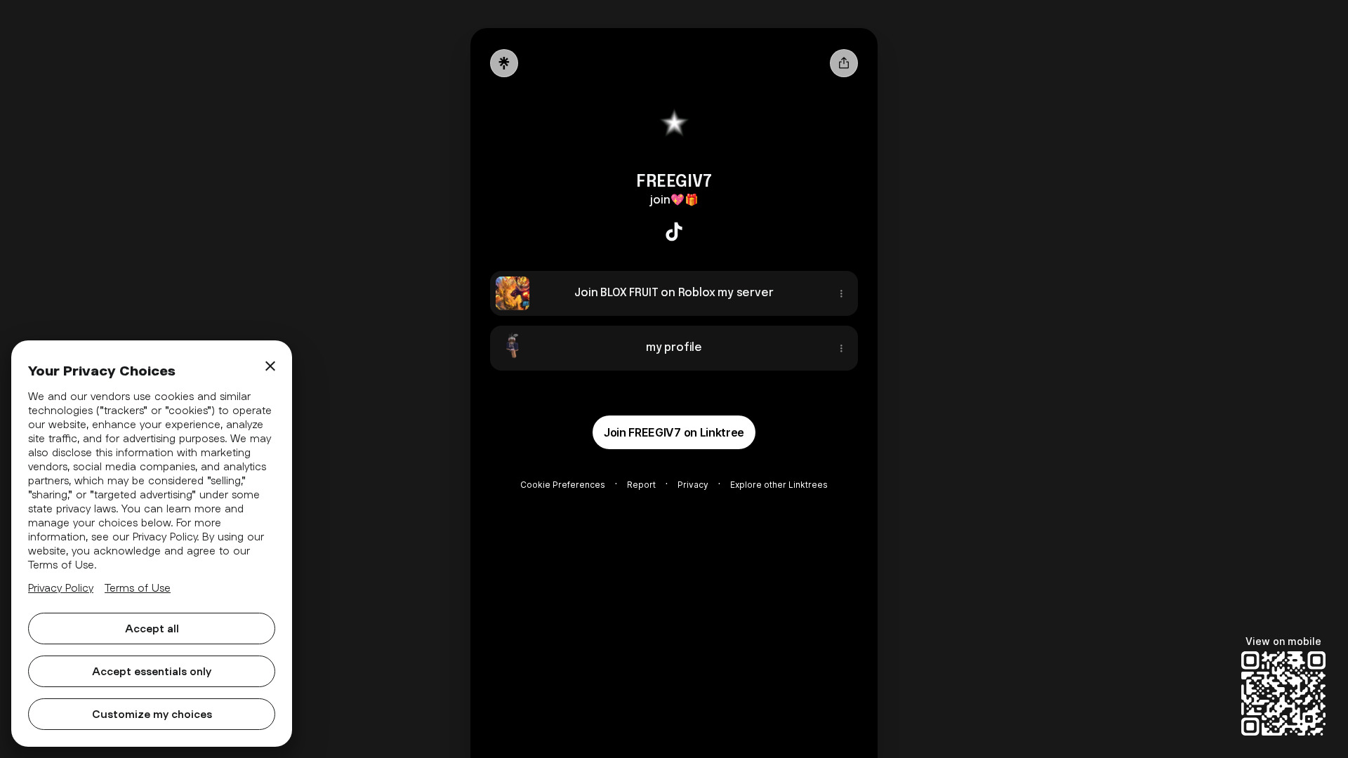 Screenshot of www.linktr.ee