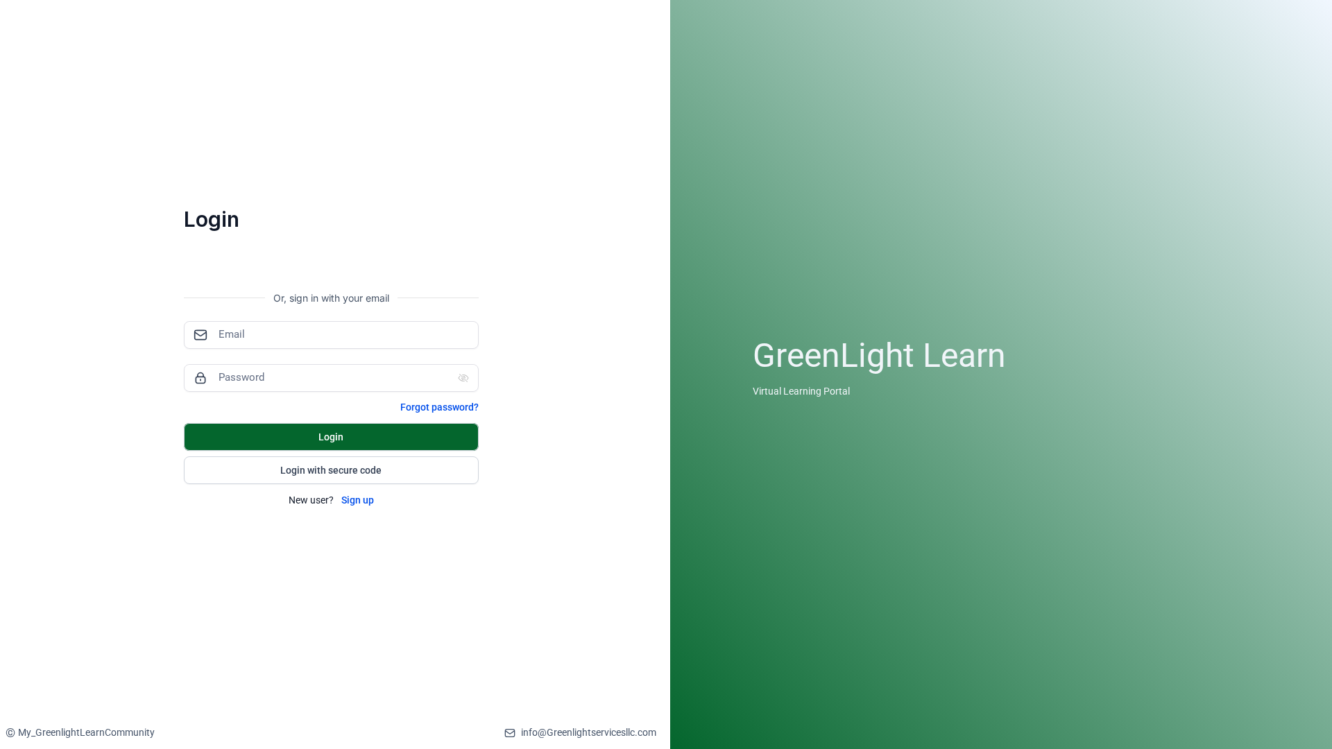 Screenshot of greenlightlearn.com