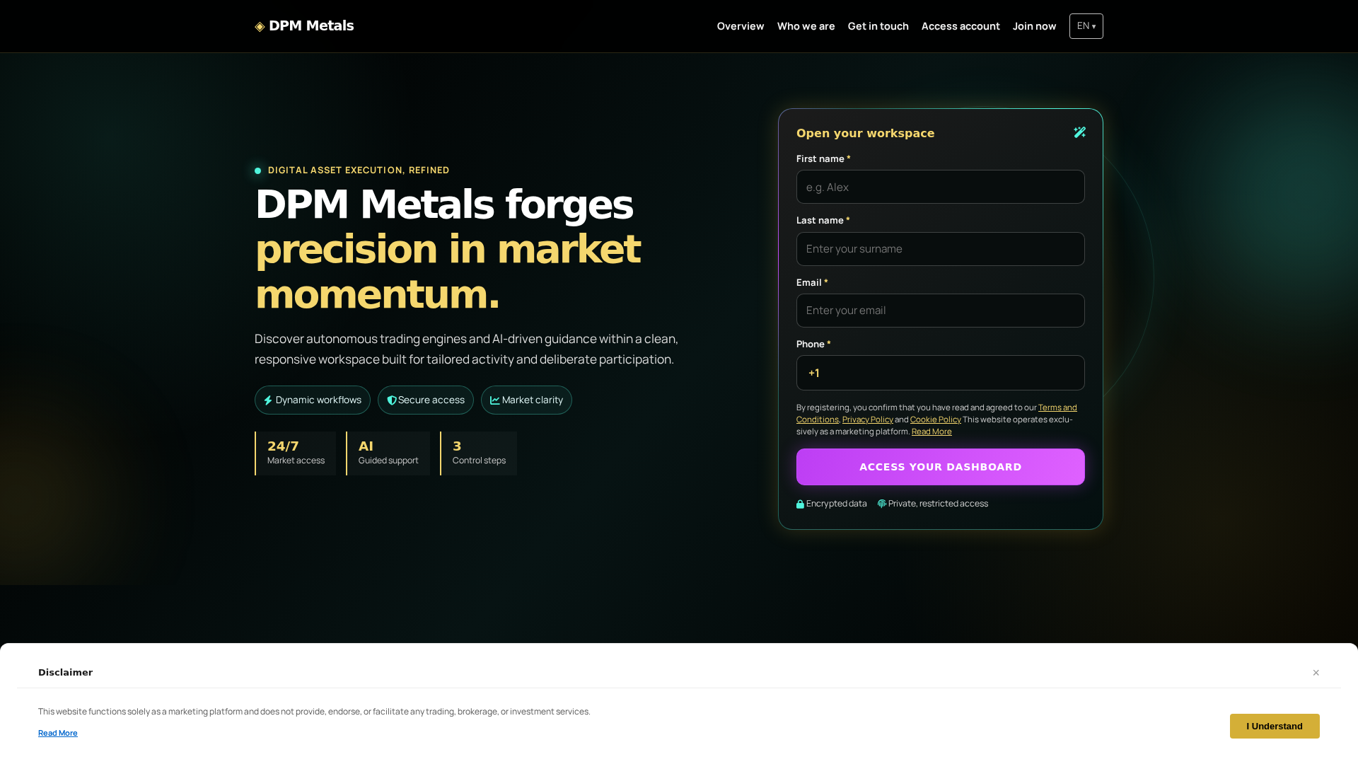 Screenshot of dpmmetals.digital