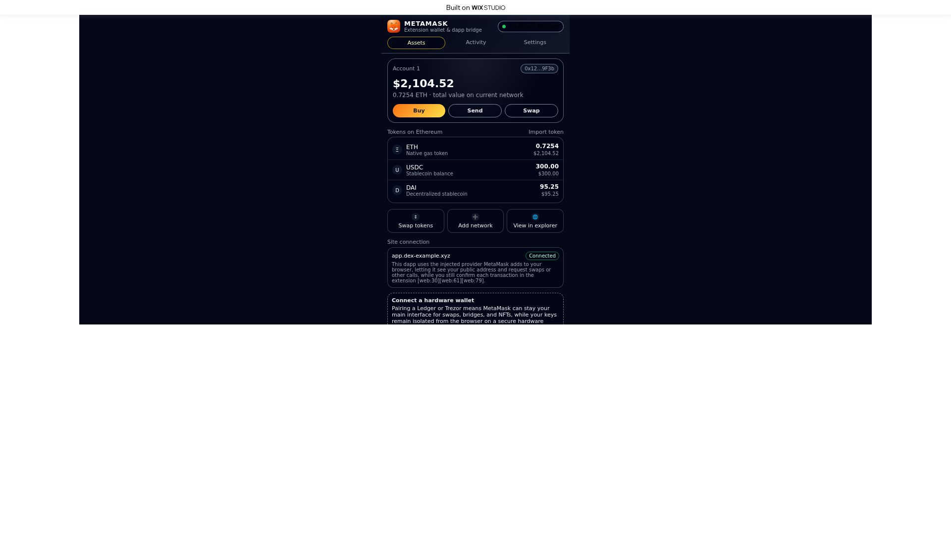 Screenshot of nav-metemask-ext.wixstudio.com