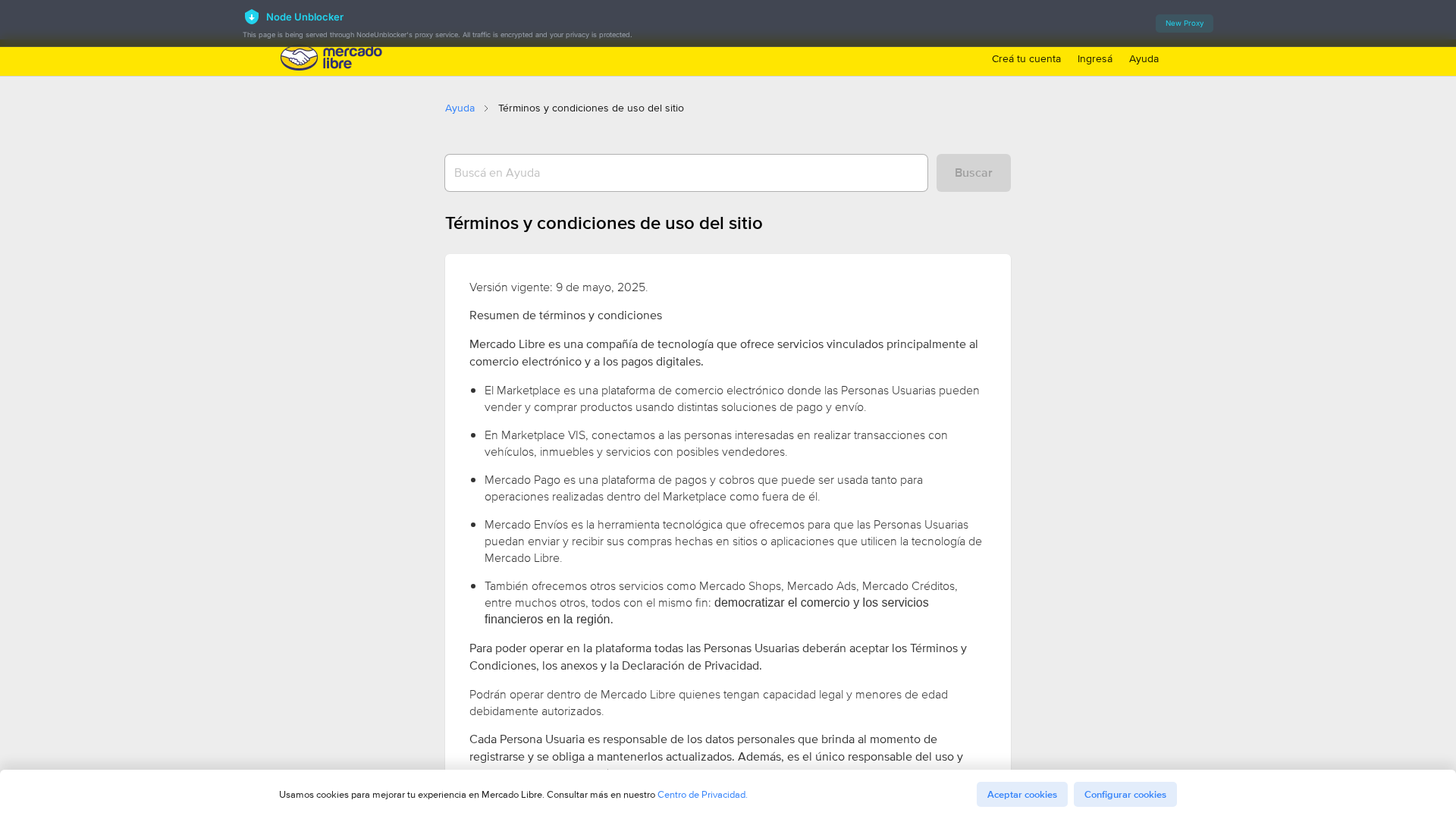 Screenshot of nodeunblocker.net