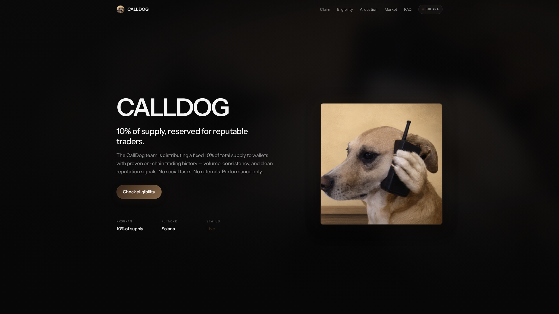 Screenshot of calldog.memepage.io