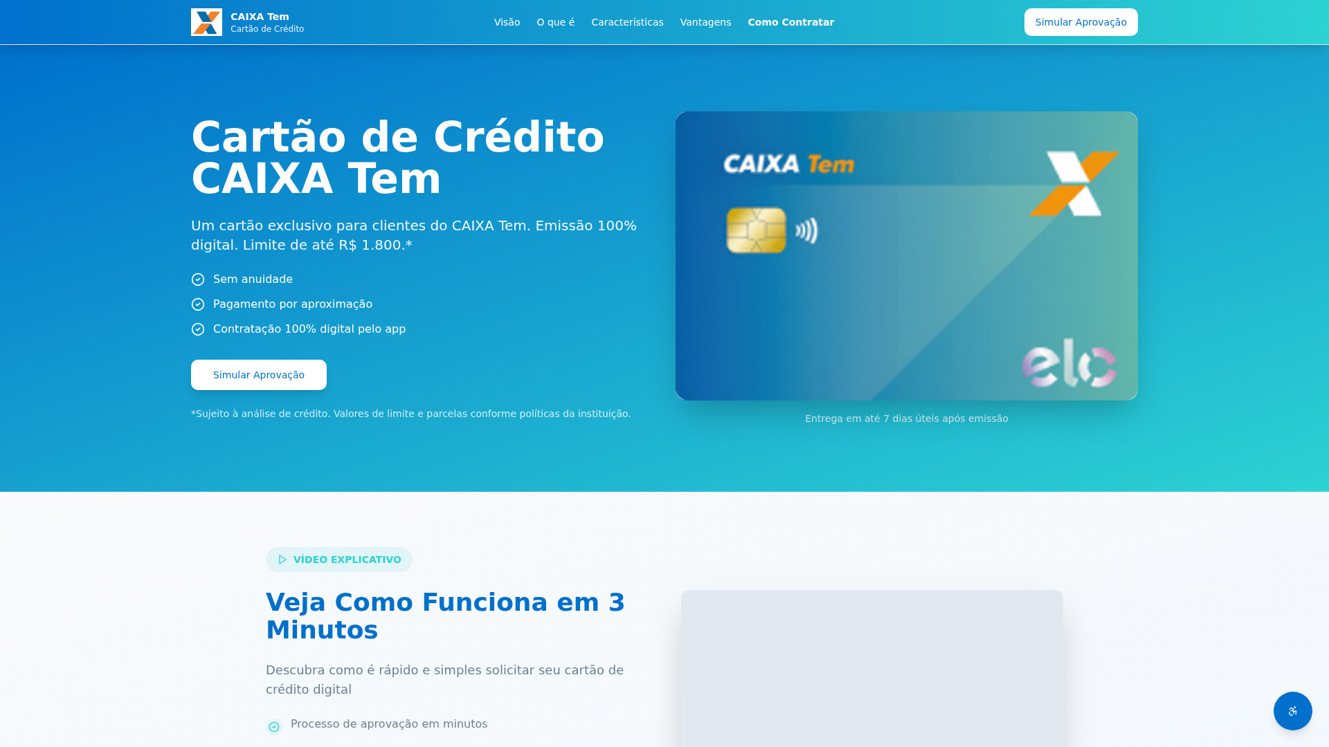 Screenshot of caixa-tem-card-flow.lovable.app
