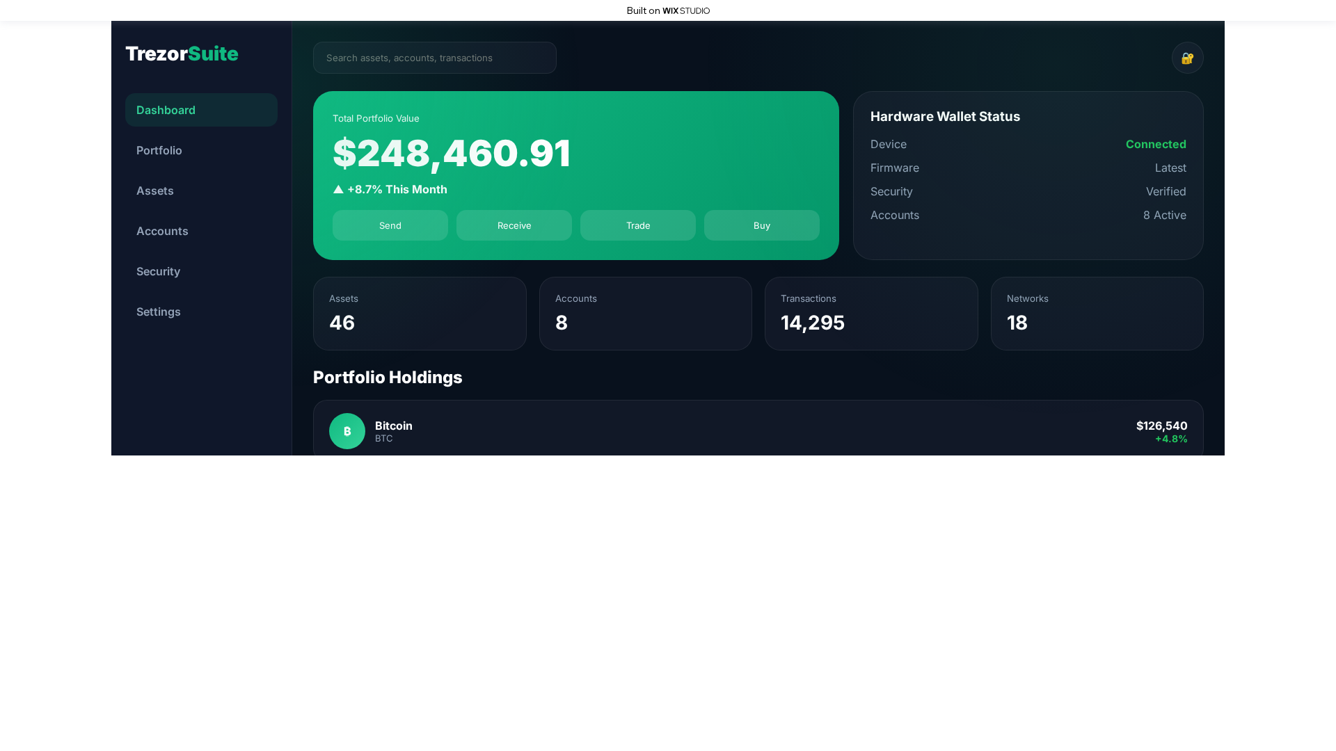 Screenshot of hub-trzsuite.wixstudio.com
