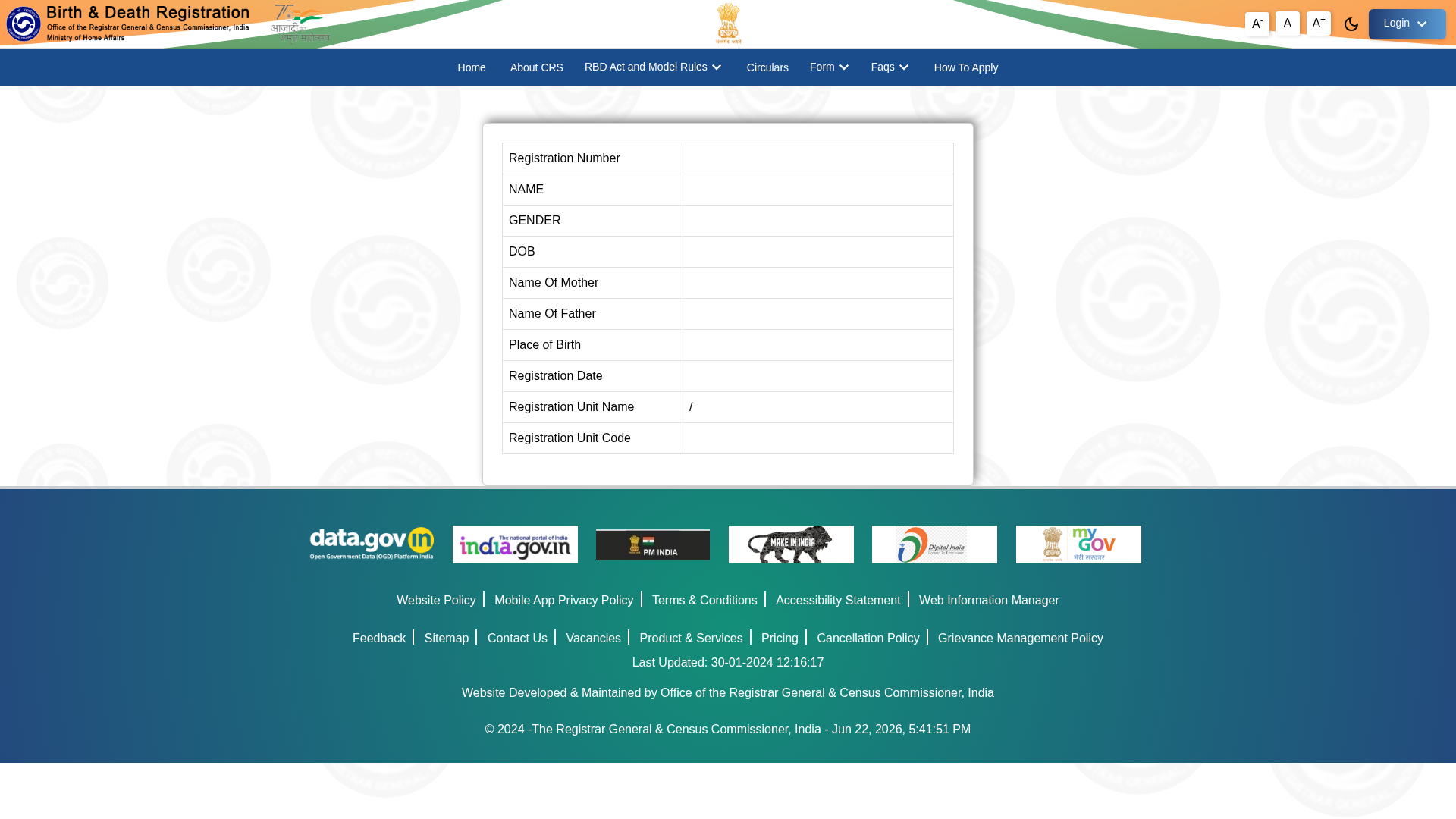 Screenshot of dc.crsorgi.gov.in.verifycertificates.site