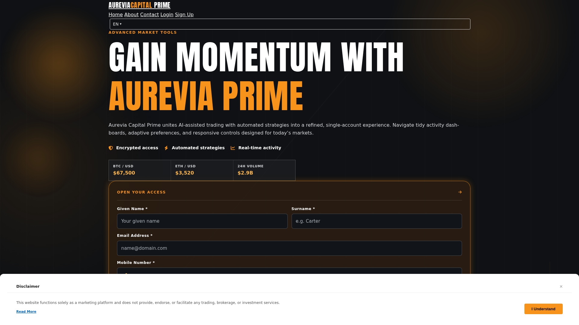 Screenshot of aureviacapitalprime.digital
