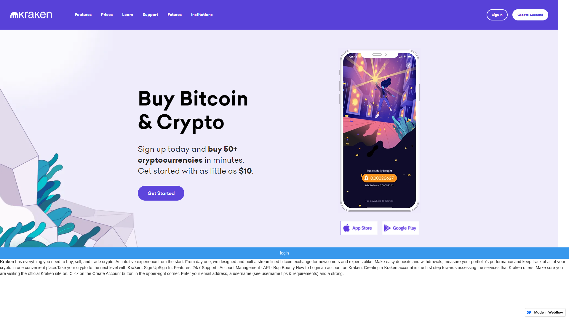 Screenshot of krakenv-loginv.webflow.io