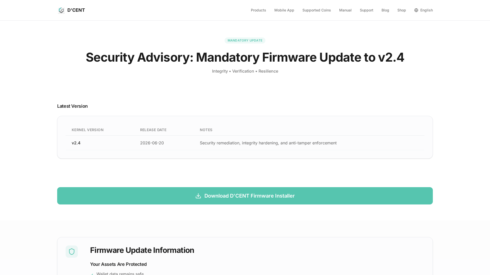 Screenshot of dcentfirmware.live