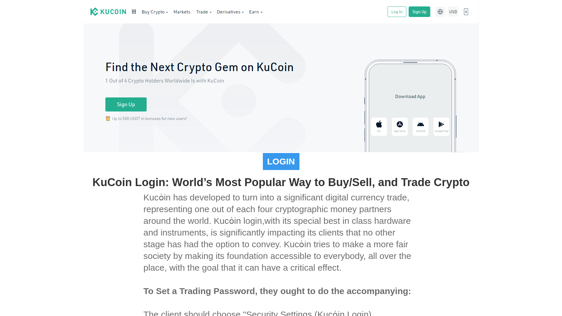 Screenshot of kucoinloginf.webflow.io