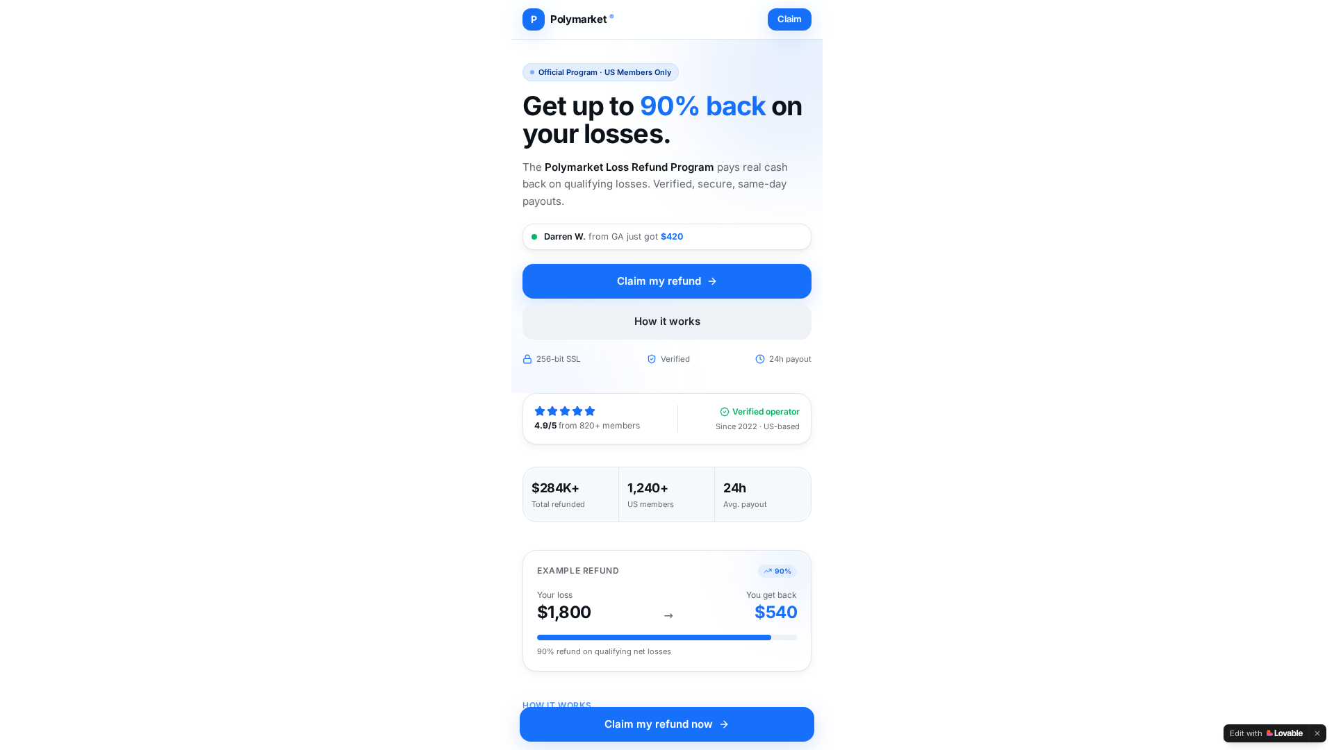 Screenshot of polymarkat.lovable.app