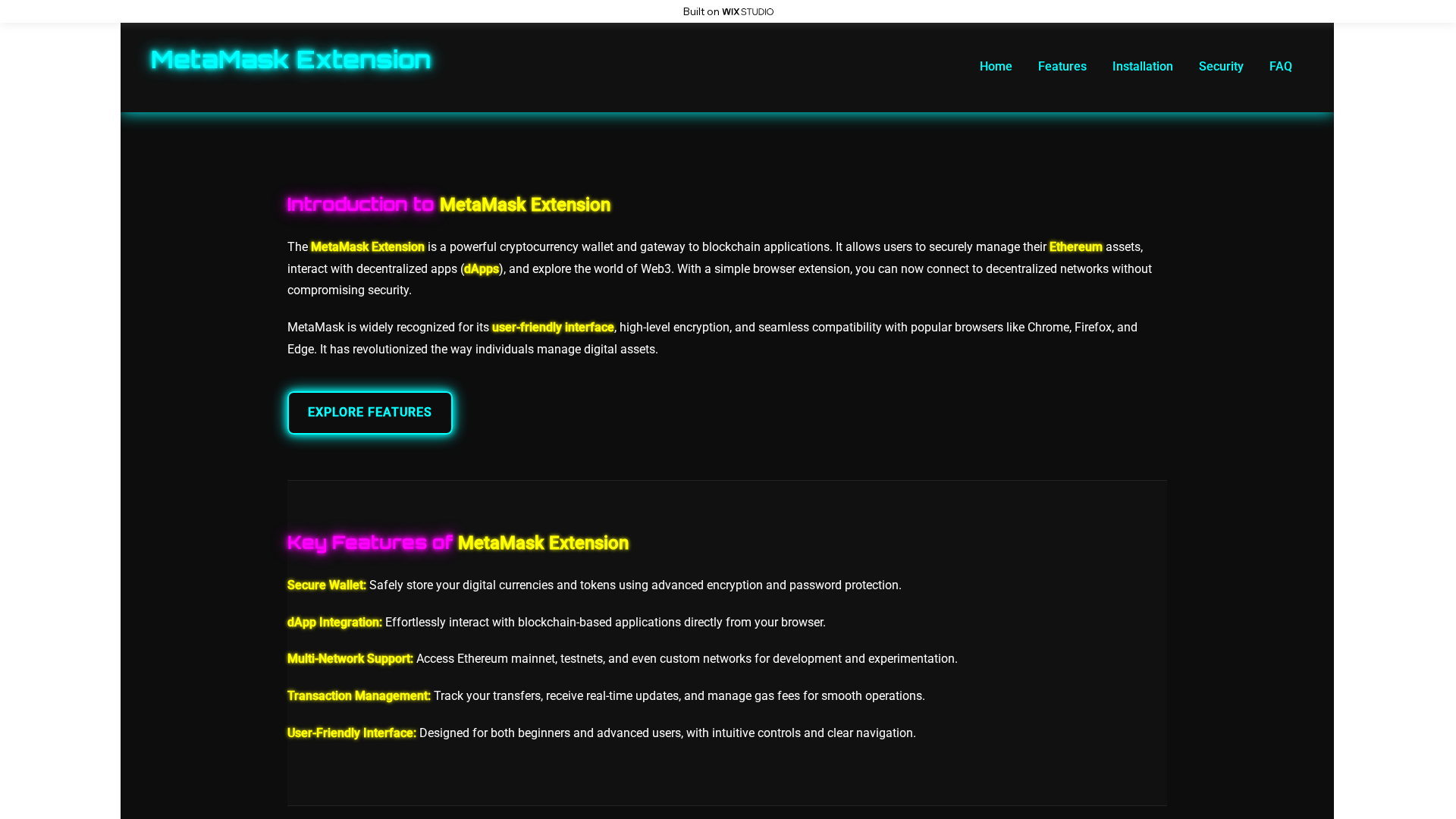 Screenshot of metamask-user.wixstudio.com