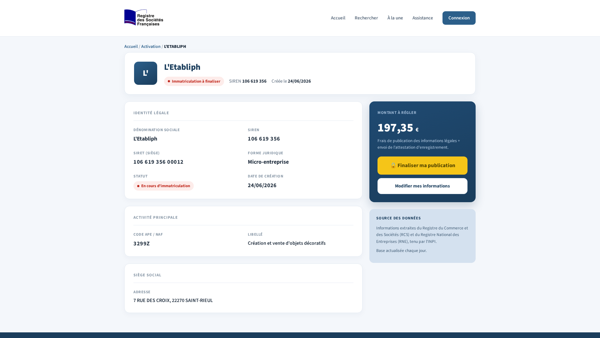 Screenshot of le-registre-des-societes-francaises.fr