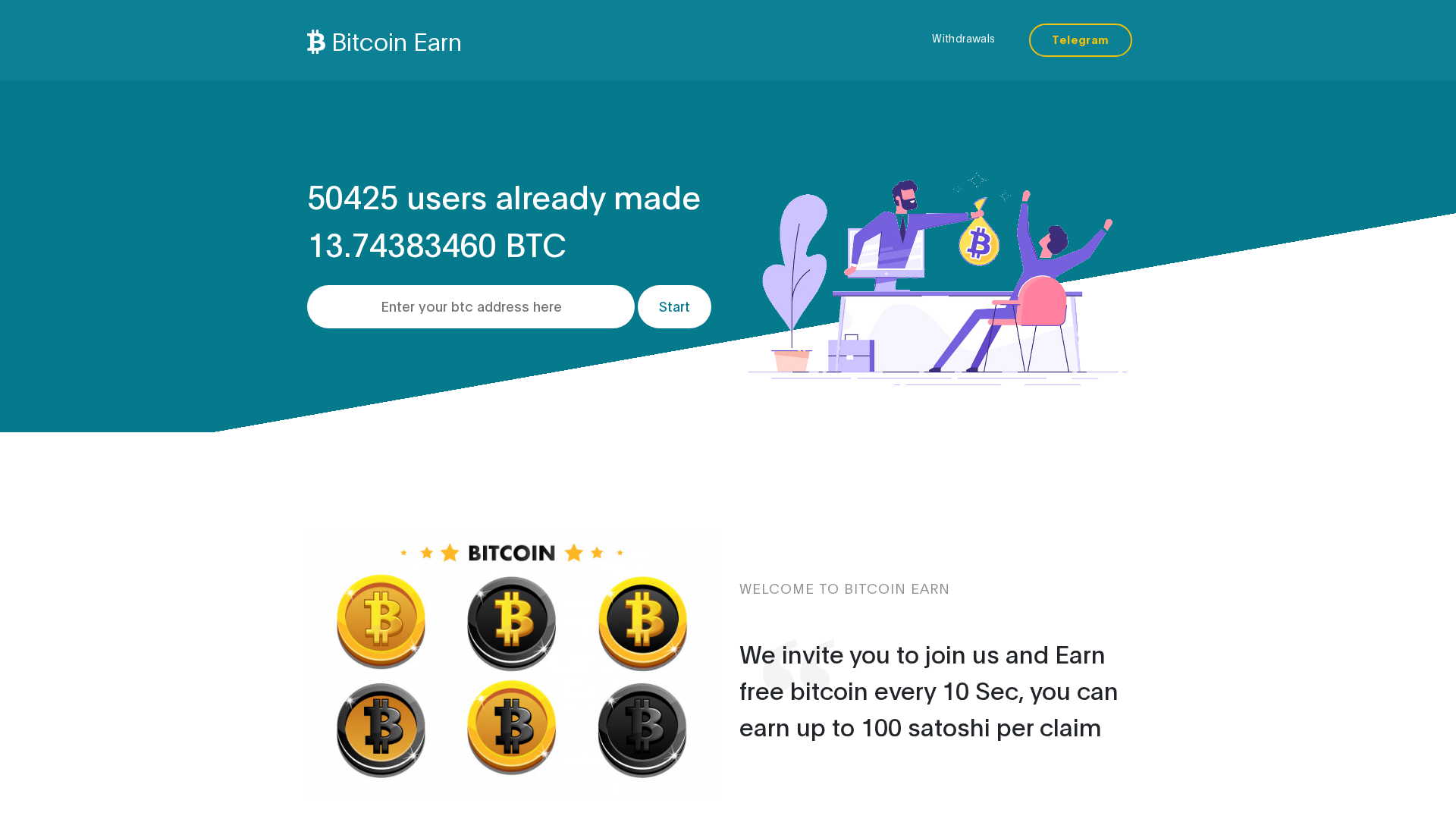 Screenshot of bitcoin-earn.cc