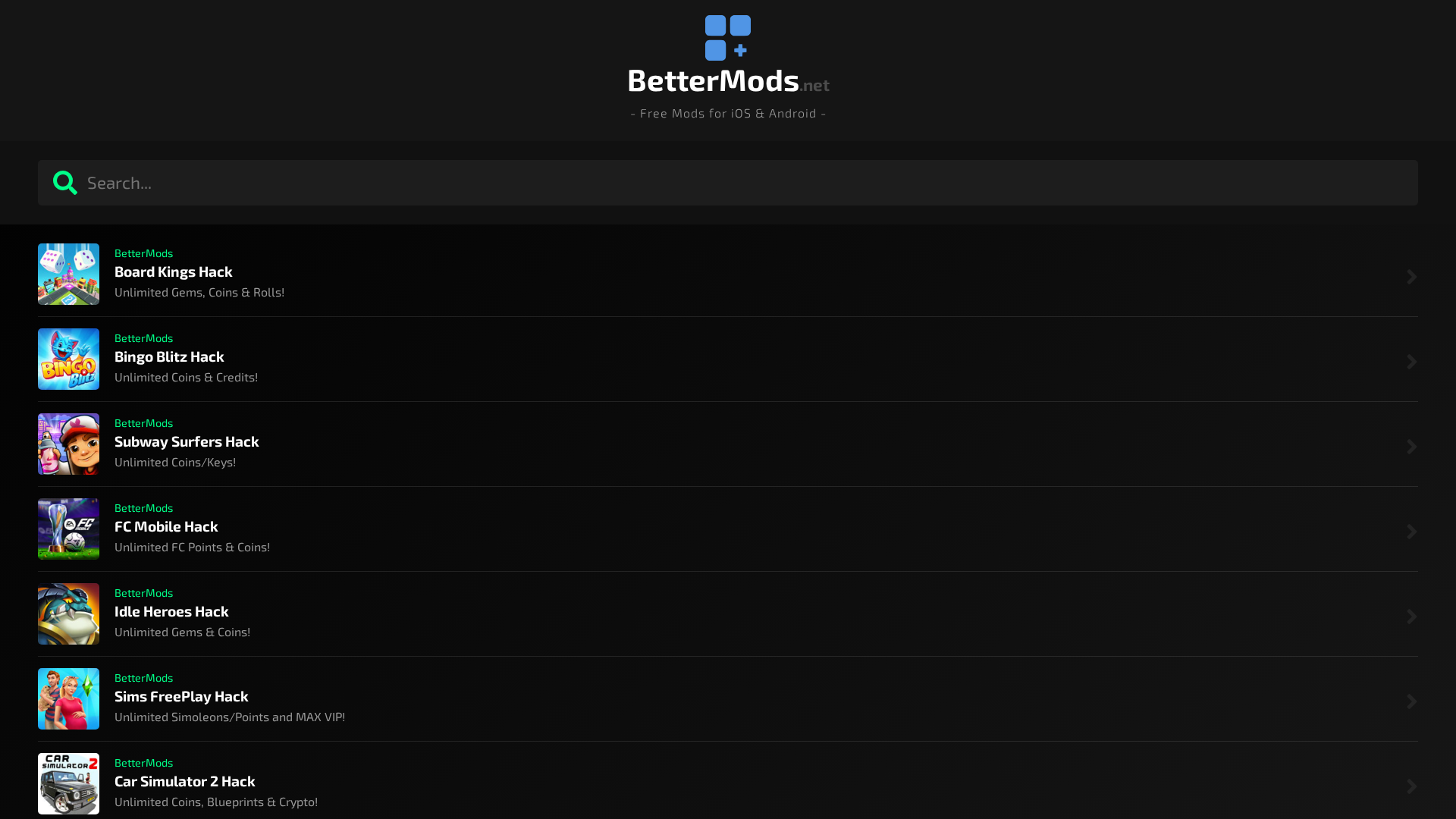 Screenshot of bettermods.net