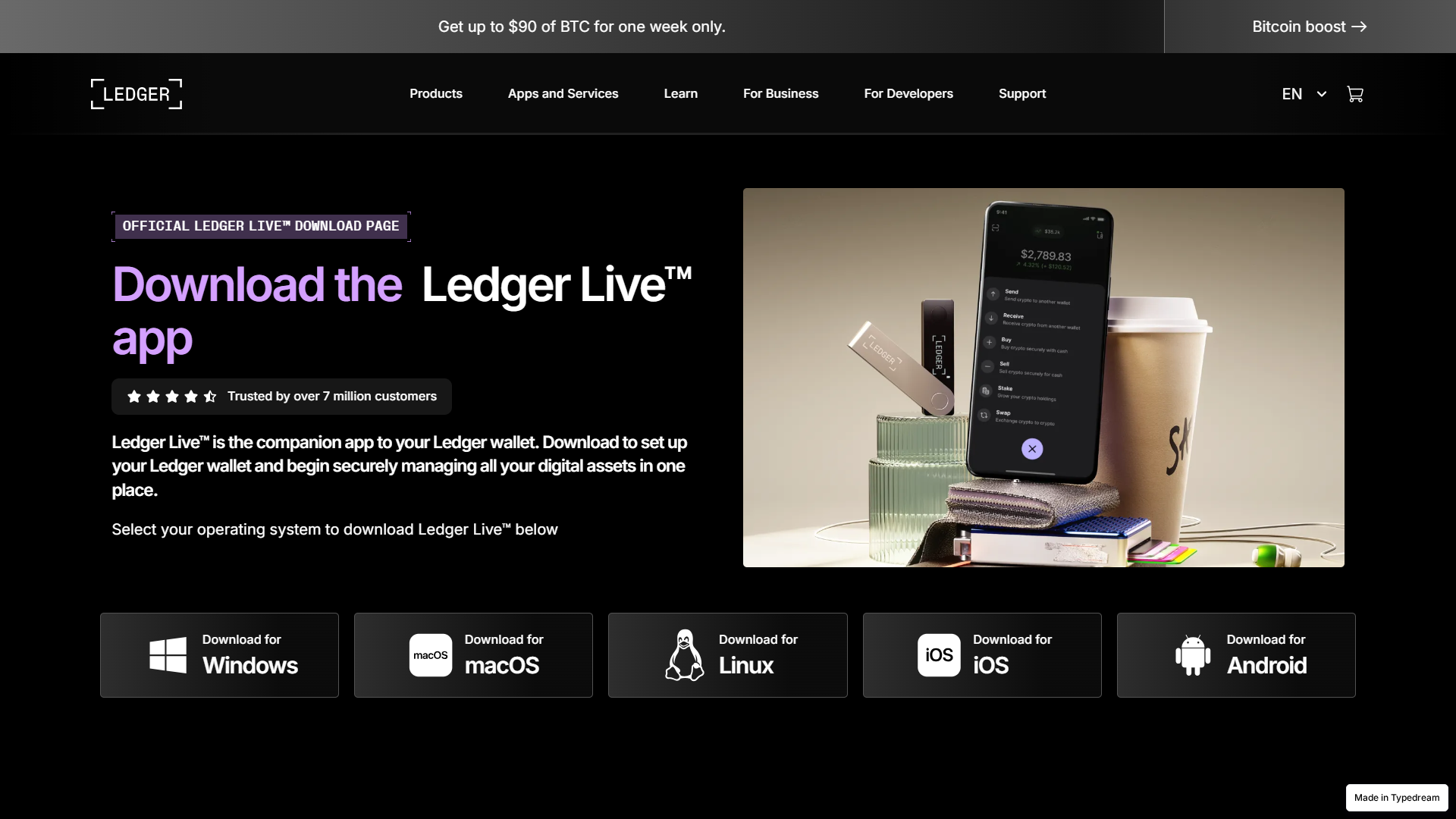 Screenshot of secure-c-om-ledg-er-sta-rt.typedream.app