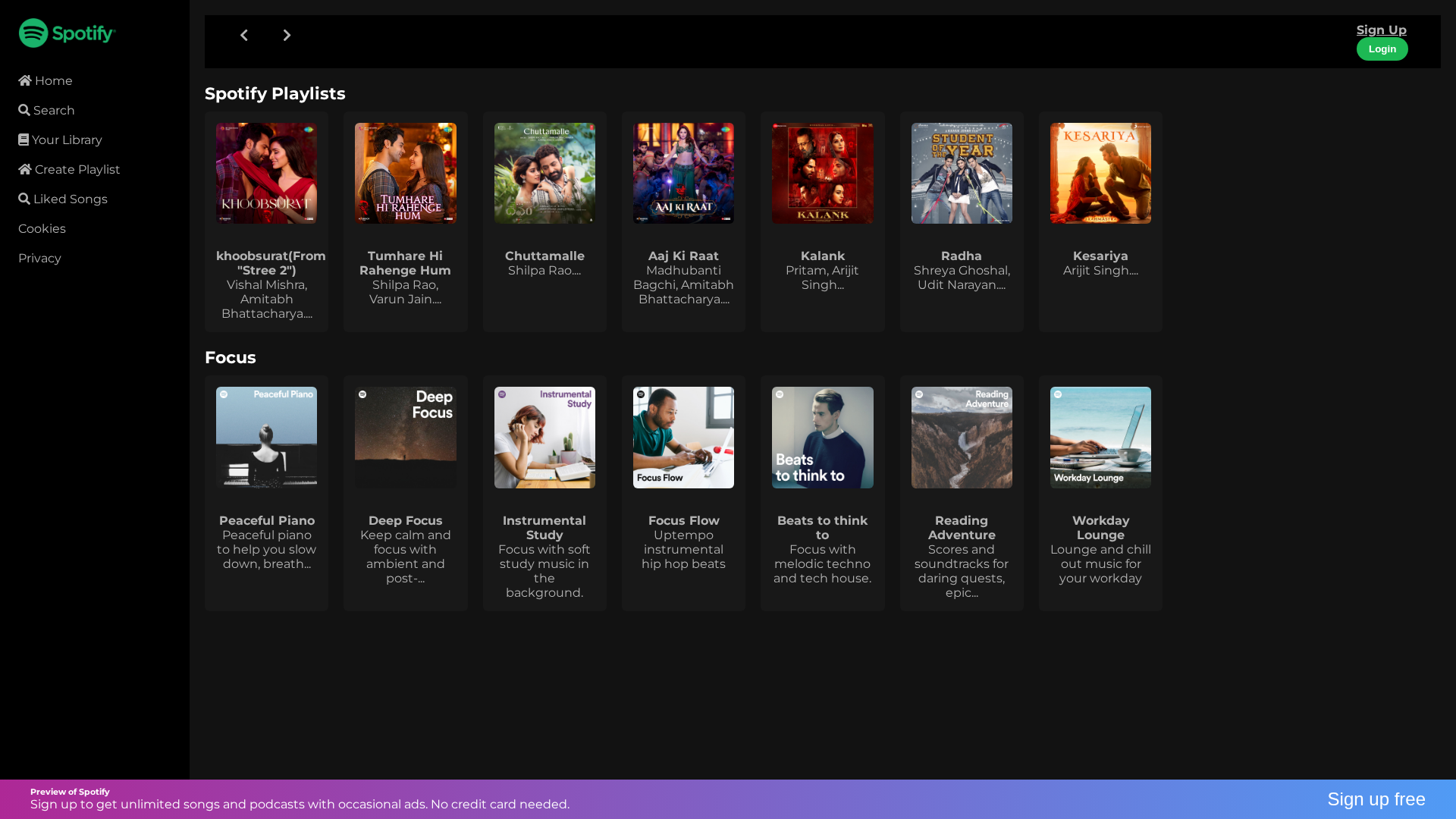 Screenshot of sgspotifyclone.netlify.app