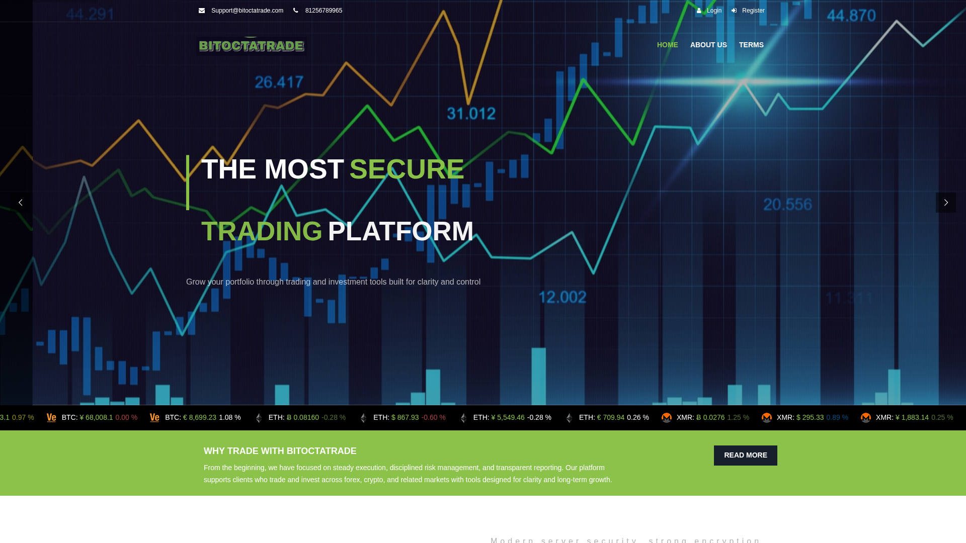 Screenshot of bitoctatrade.net