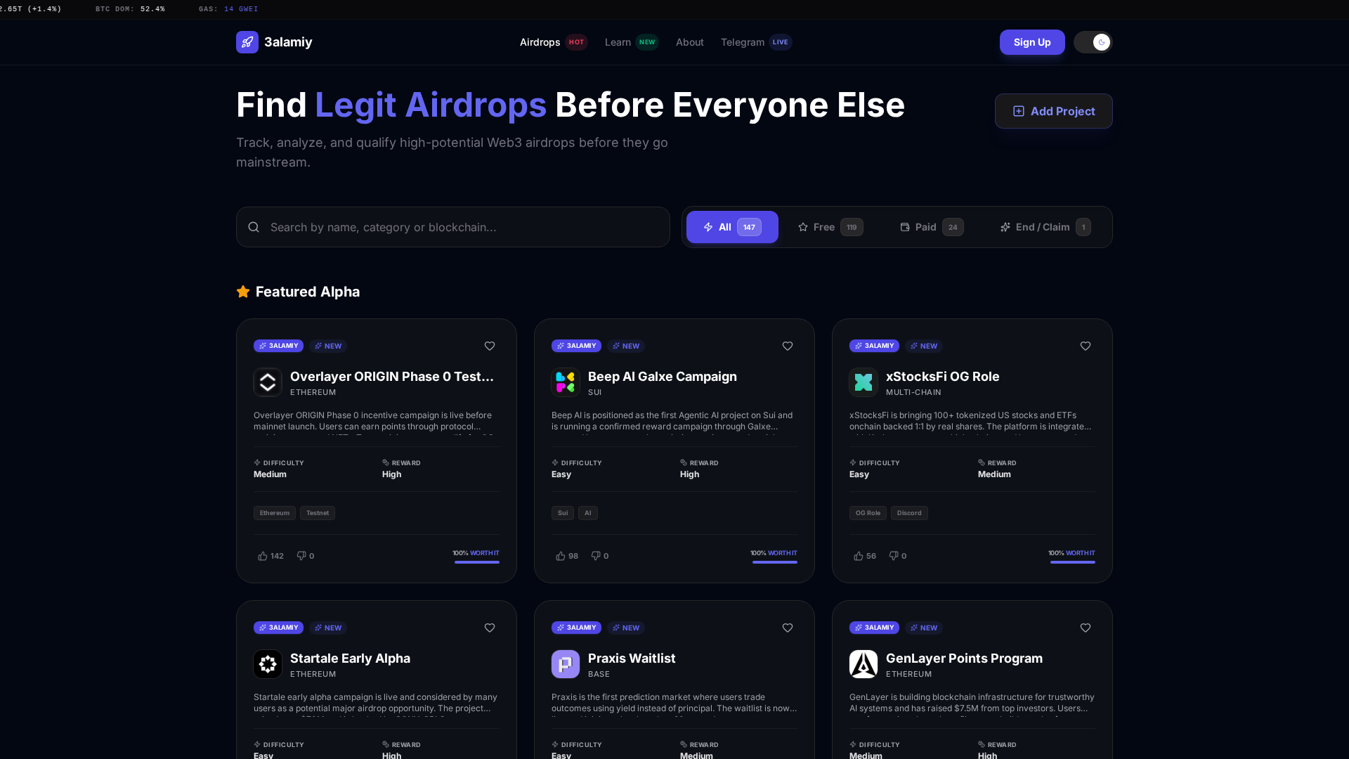 Screenshot of airdrop-tracker-6fj.pages.dev