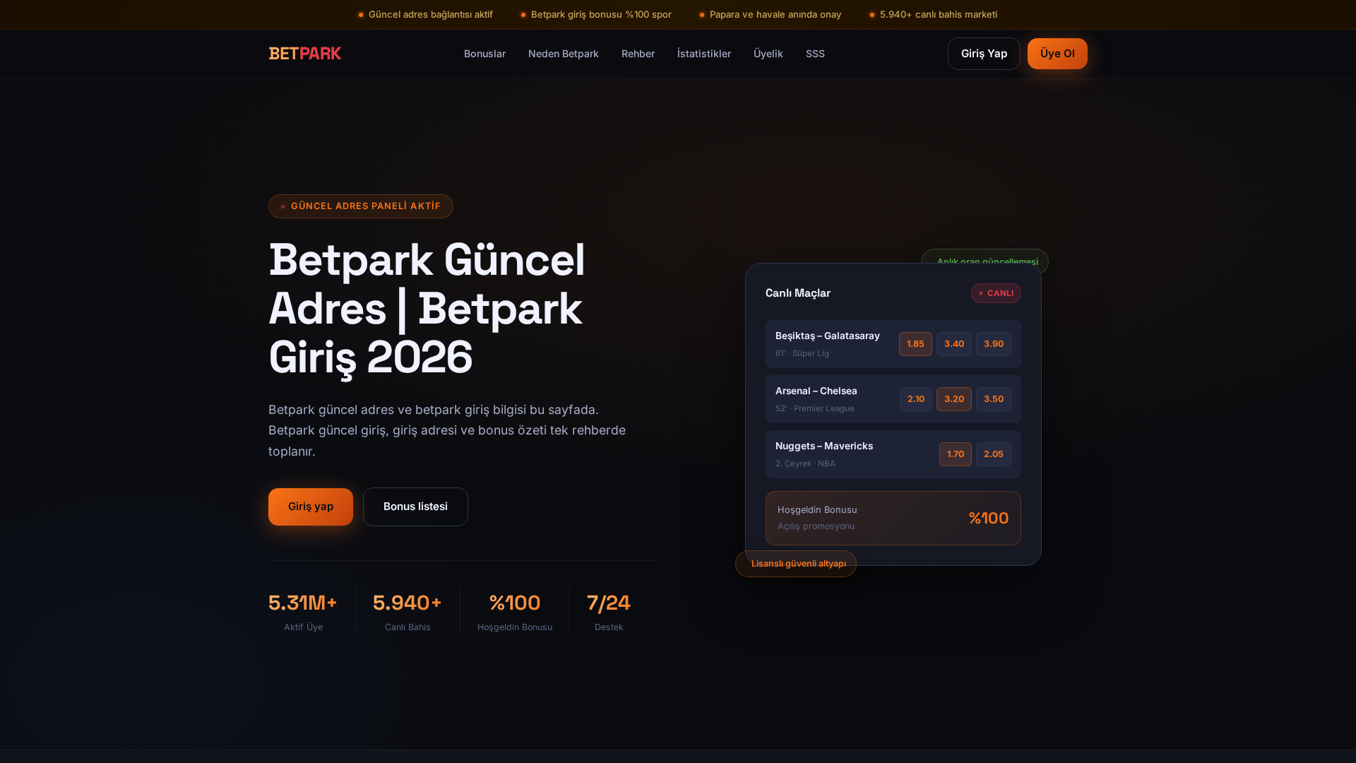 Screenshot of tr.betpark-son-adresi1.top