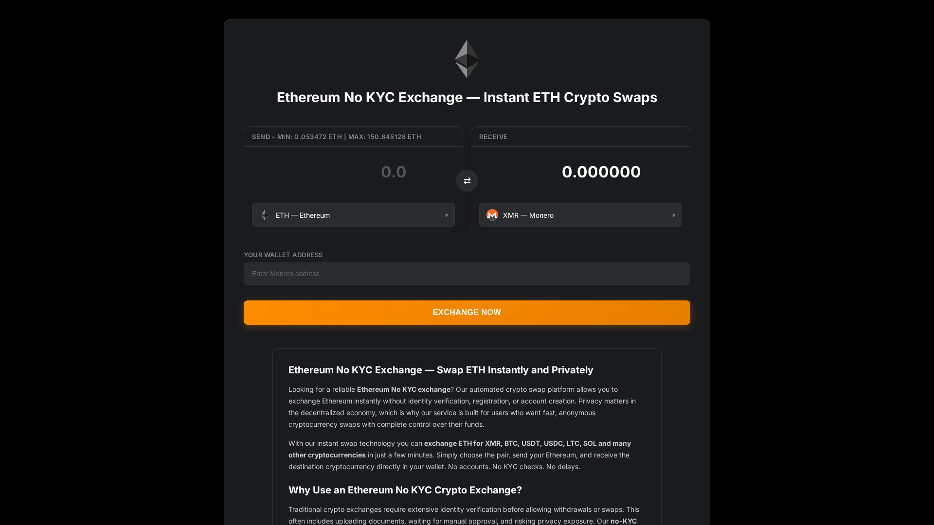 Screenshot of ethnokyc.exchange