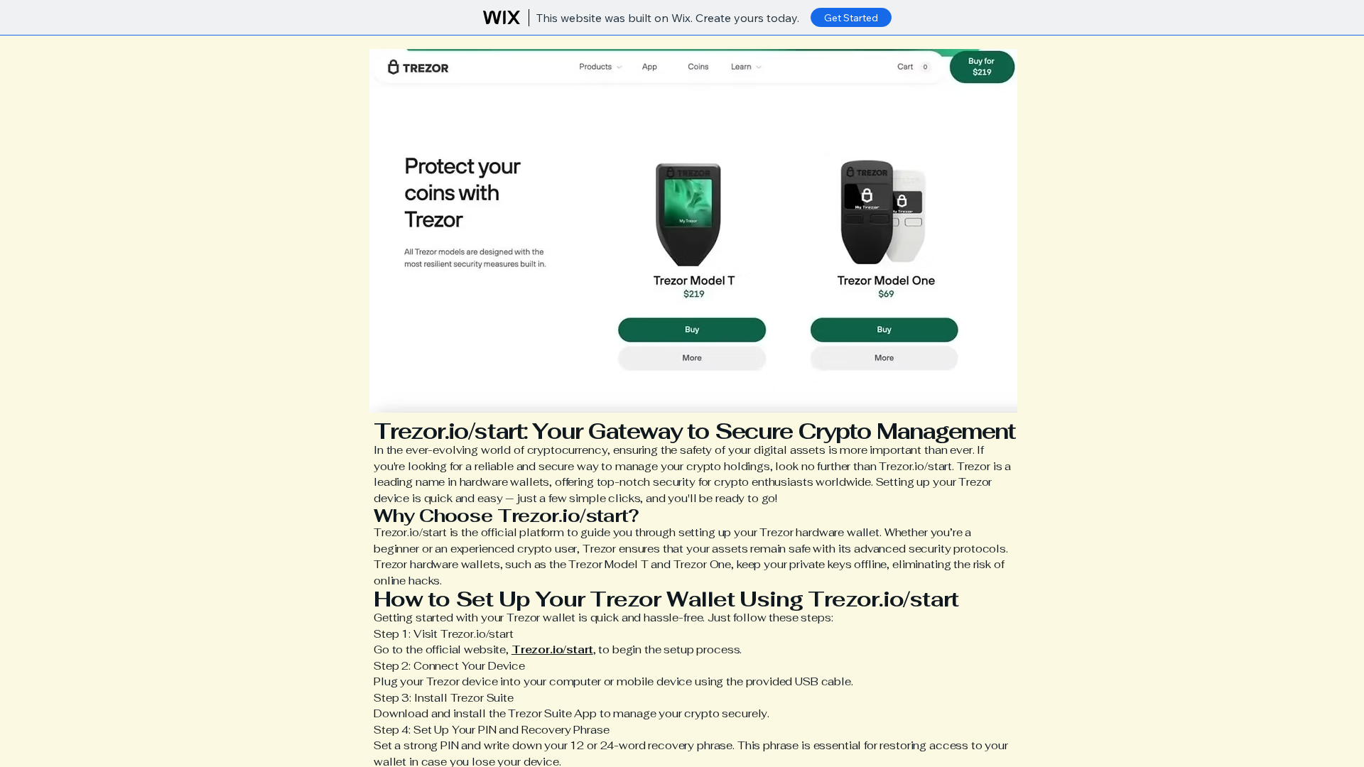 Screenshot of trezriostart.wixsite.com