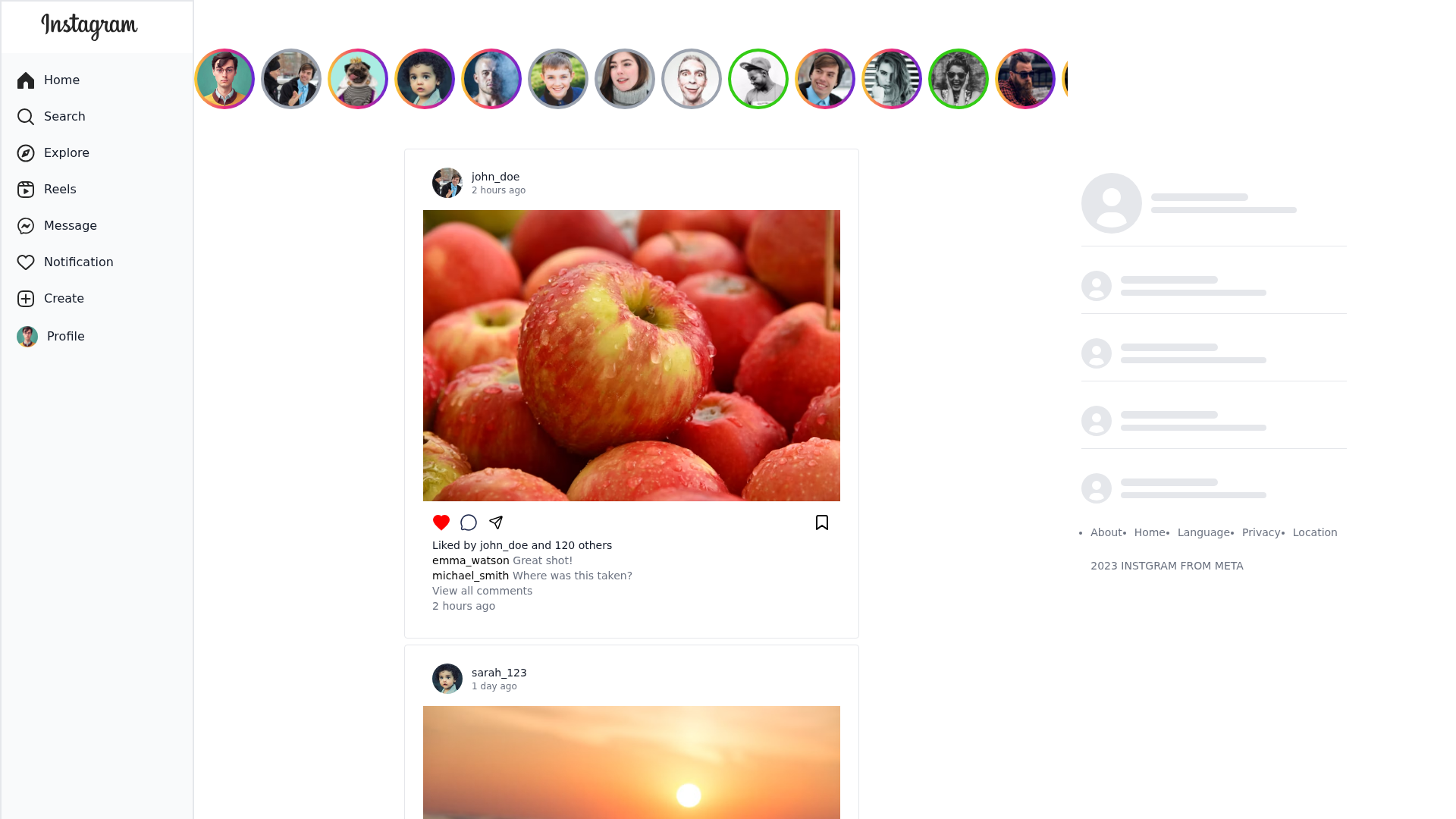 Screenshot of devinstagram.vercel.app