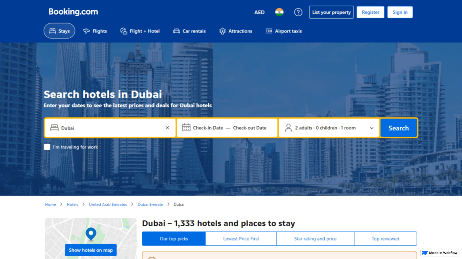 Screenshot of booking-com-dubai-desert--safarii.webflow.io