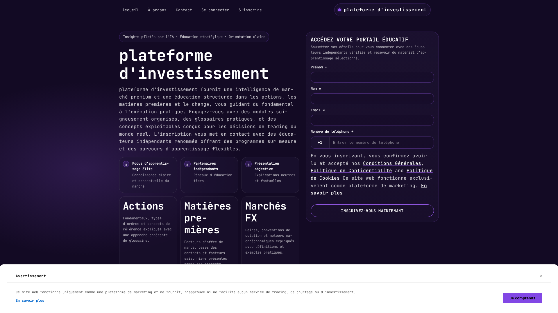 Screenshot of plateformedinvestissement.click