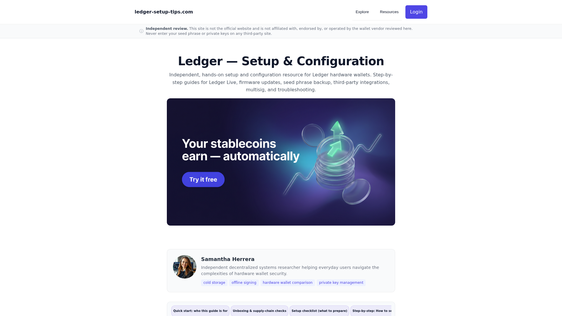 Screenshot of ledger-setup-tips.com