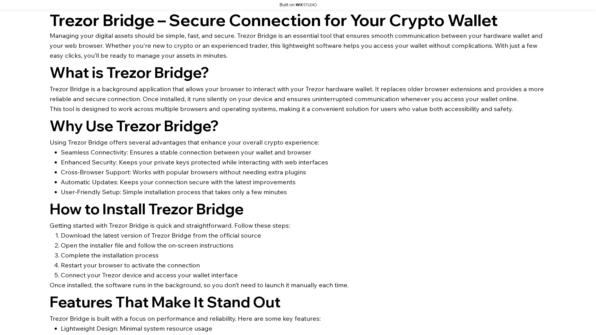 Screenshot of bridge-setup.wixstudio.com