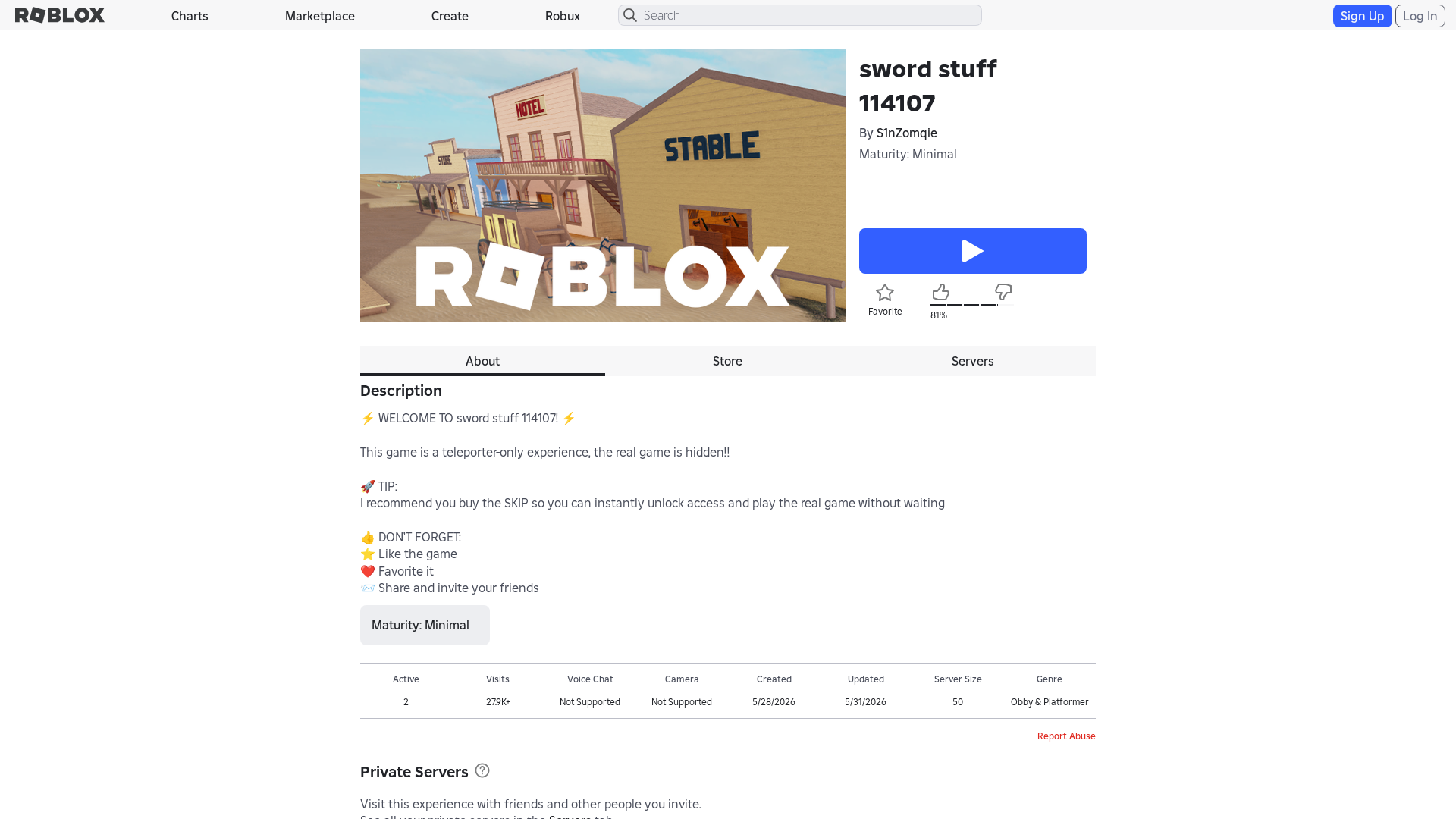 Screenshot of www.roblox.et