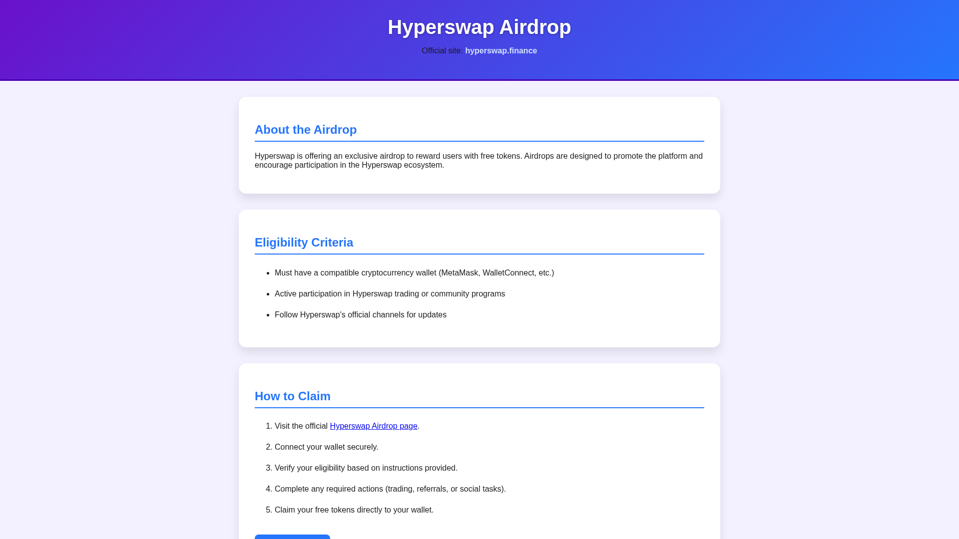 Screenshot of hyperswap-airdropese.pages.dev