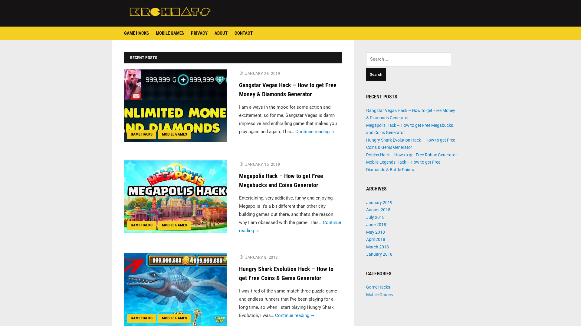 Screenshot of krcheats.com