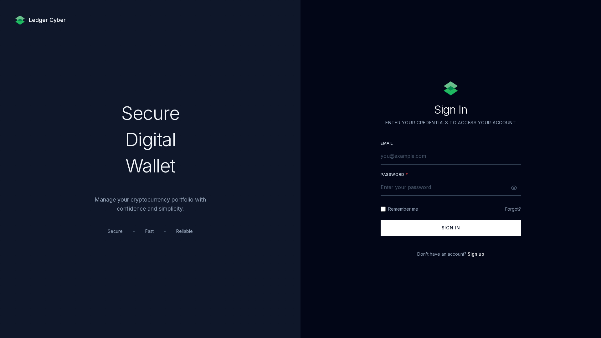 Screenshot of secure.ledgercyber.net