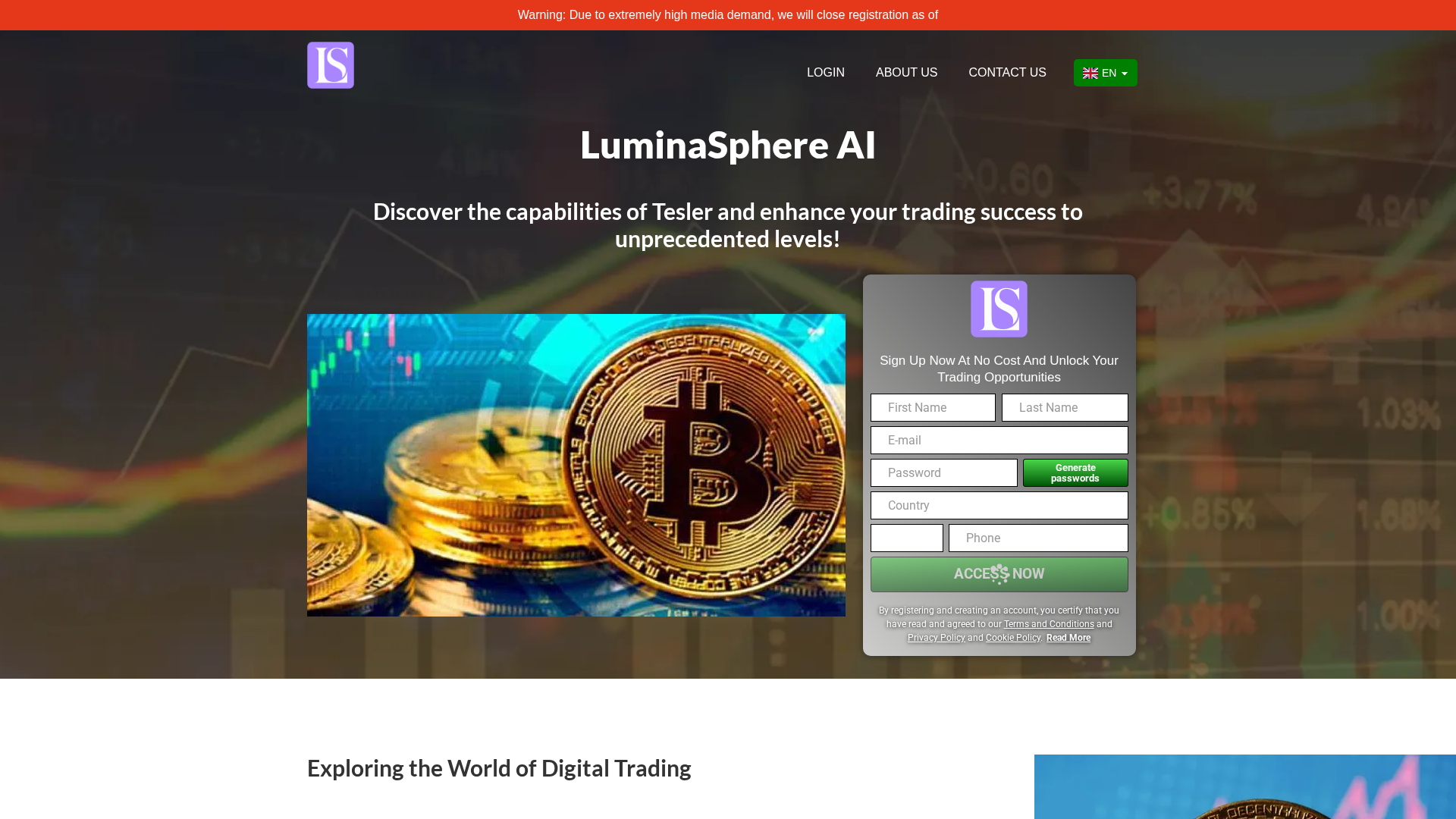 Screenshot of luminasphere-ai-com.financecryptoworld.com