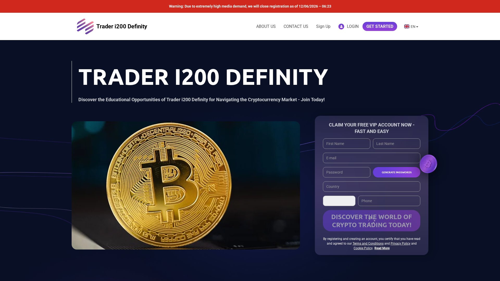 Screenshot of trader-i200-definity-com.financecryptoworld.com