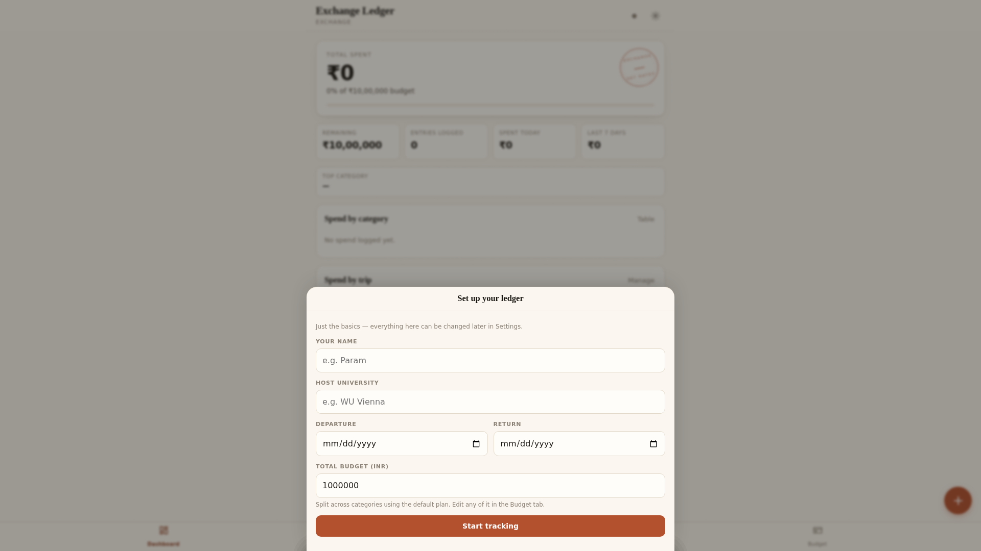 Screenshot of exchange-ledger.pages.dev
