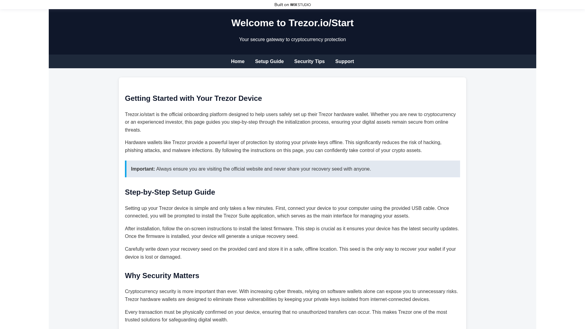 Screenshot of trexo-io-started.wixstudio.com