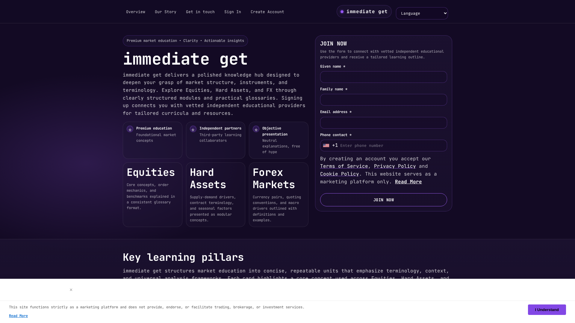 Screenshot of immediateget.digital