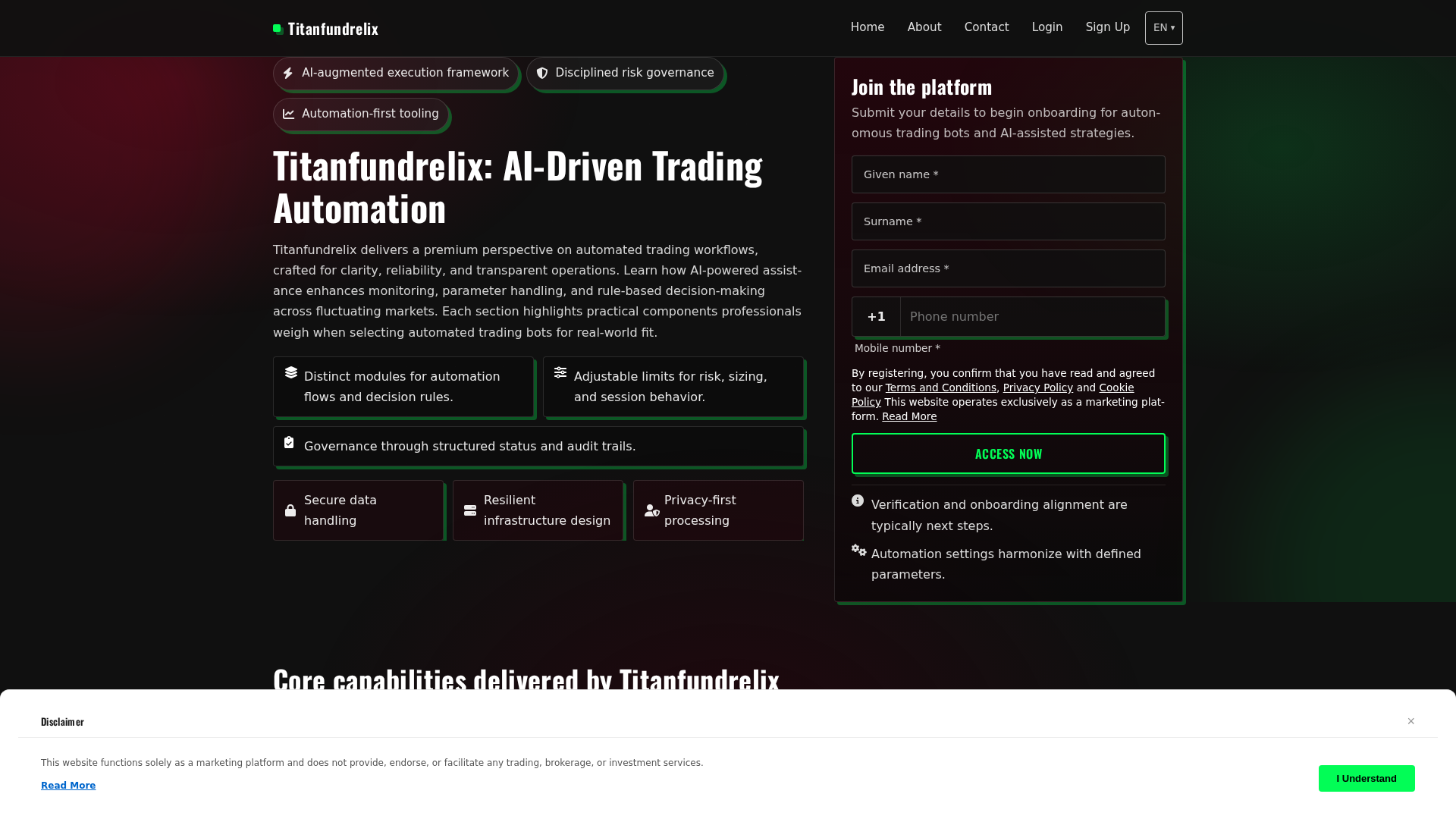 Screenshot of titanfundrelixsystem.com