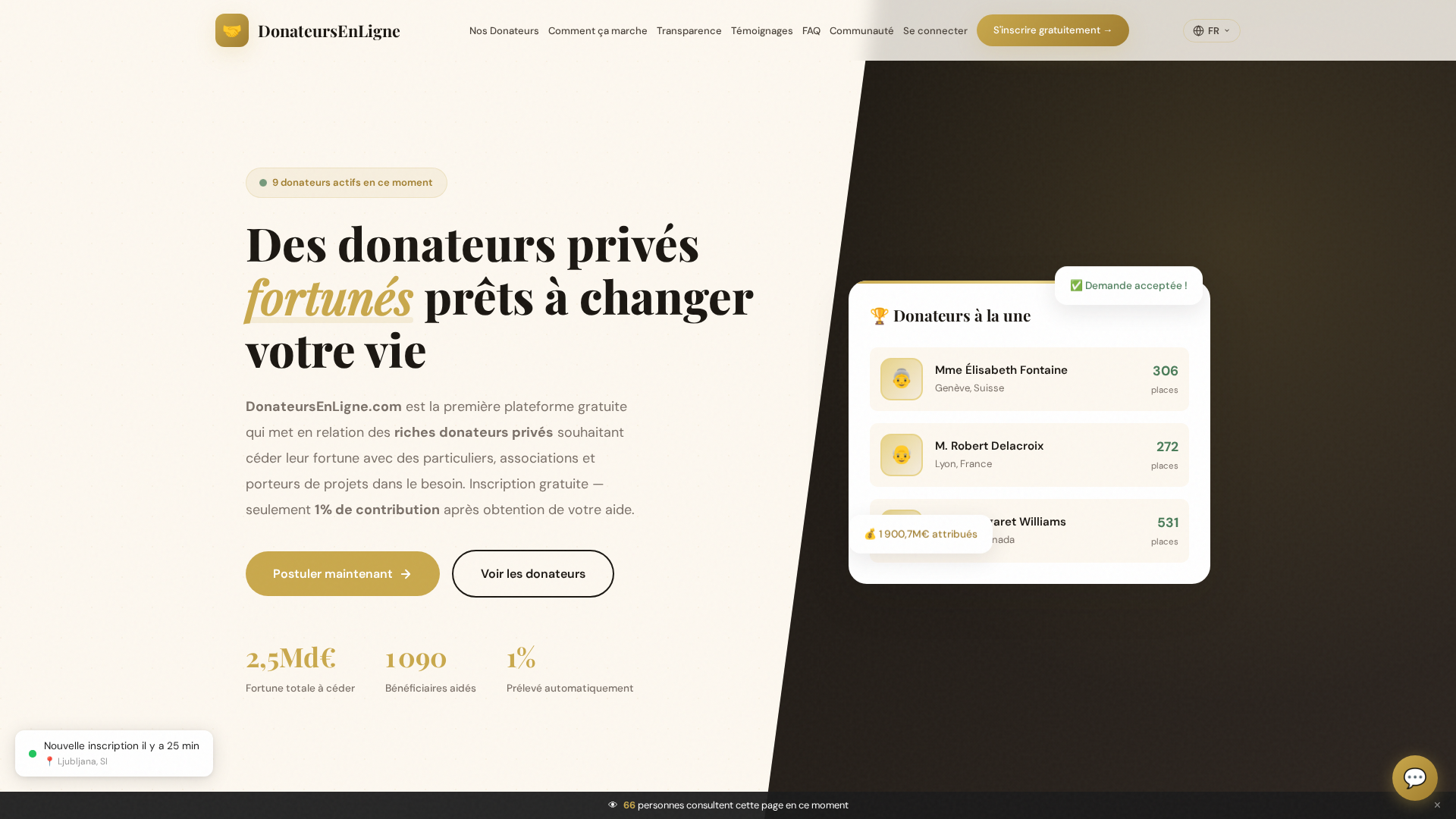 Screenshot of donateursenligne.com