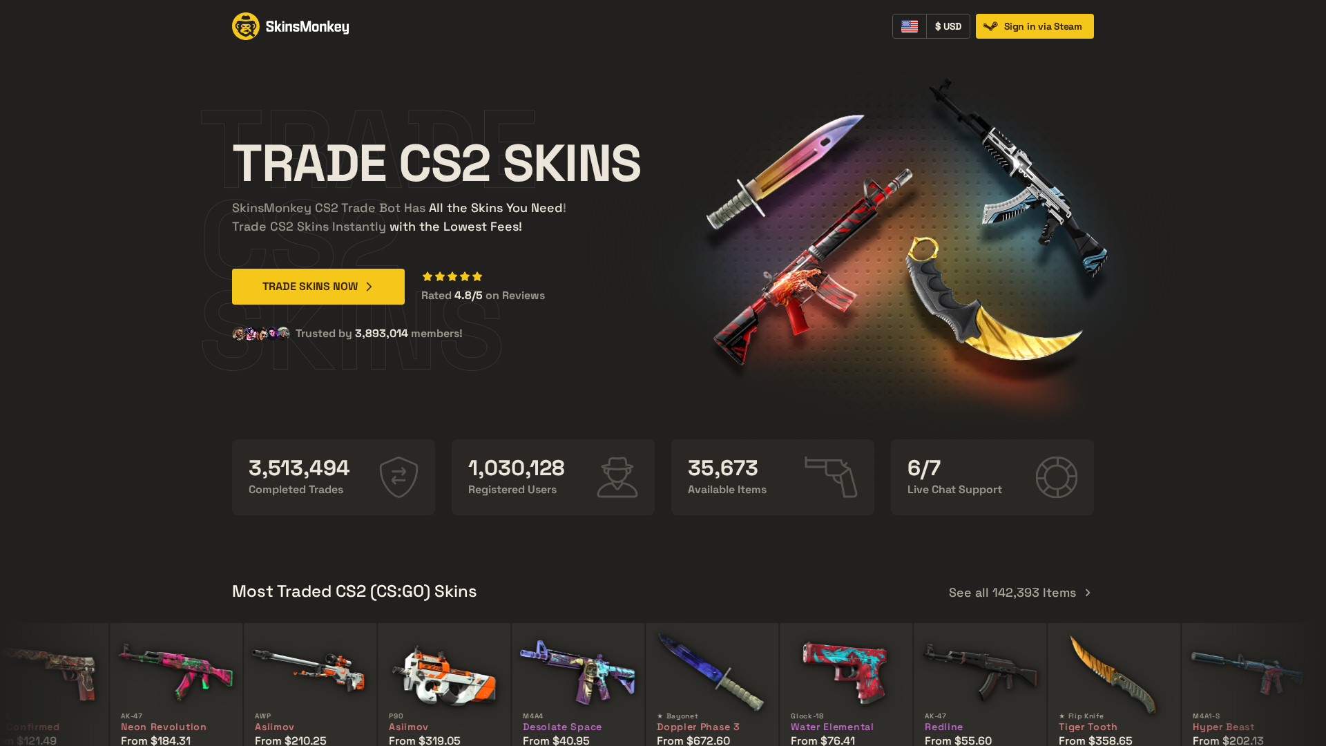 Screenshot of skinsmonkey.com