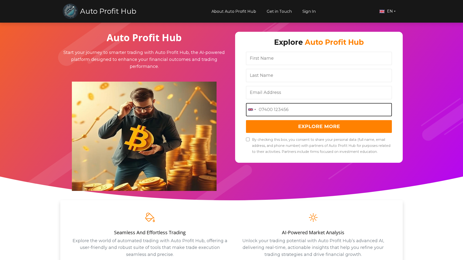 Screenshot of www.autoprofithub.ai