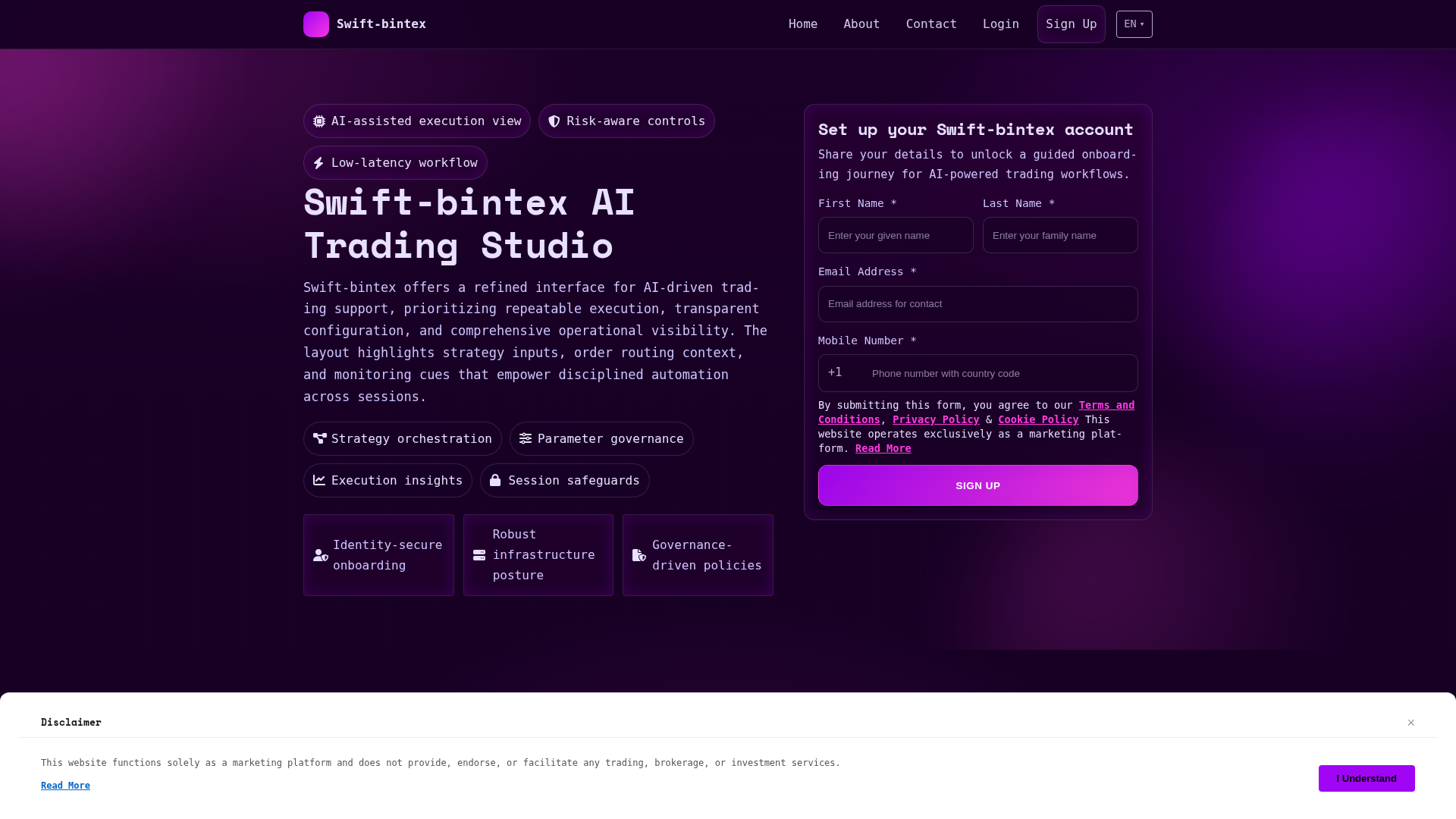 Screenshot of swift-bintex.pro
