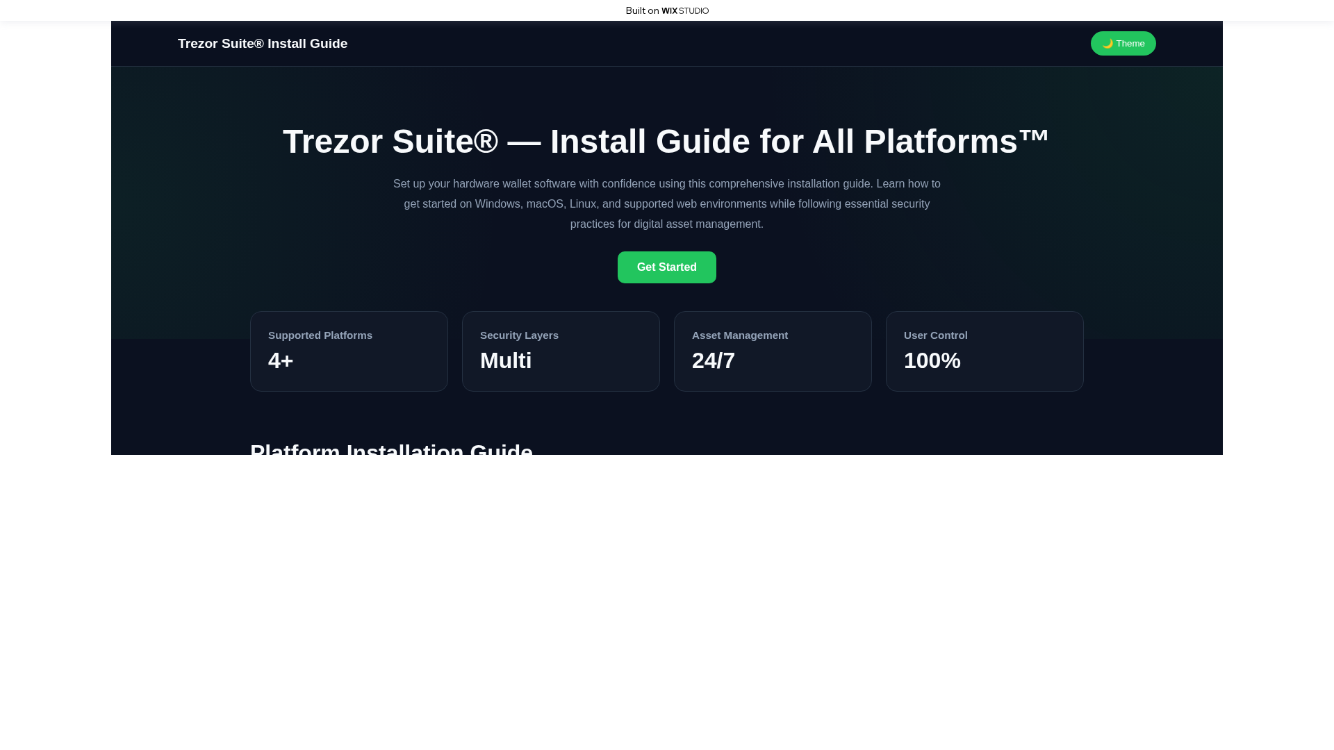 Screenshot of webstart-trezr.wixstudio.com