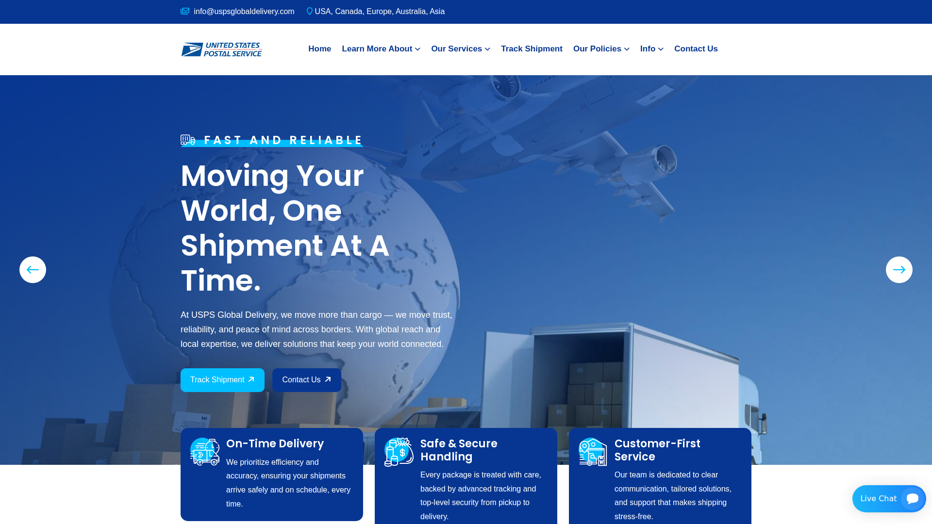 Screenshot of uspsglobaldelivery.com