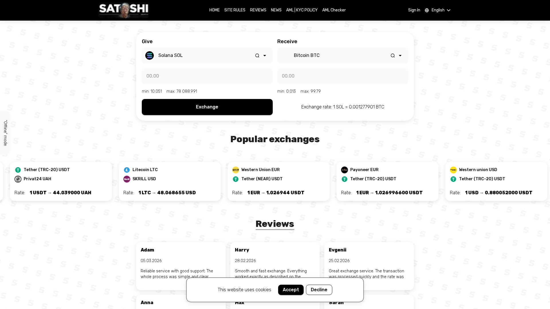 Screenshot of satoshi.cx