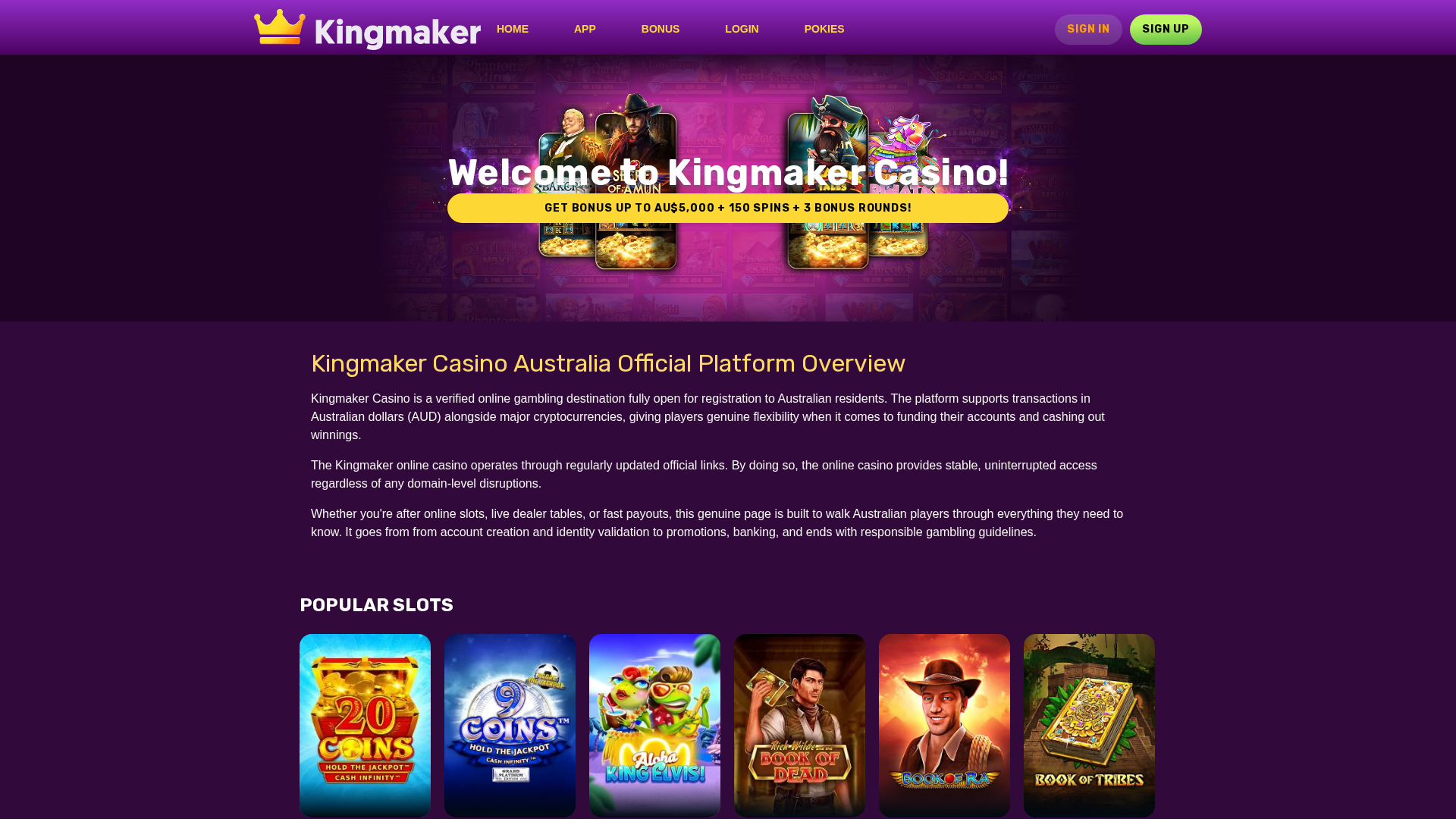 Screenshot of king-maker-casino-au.com