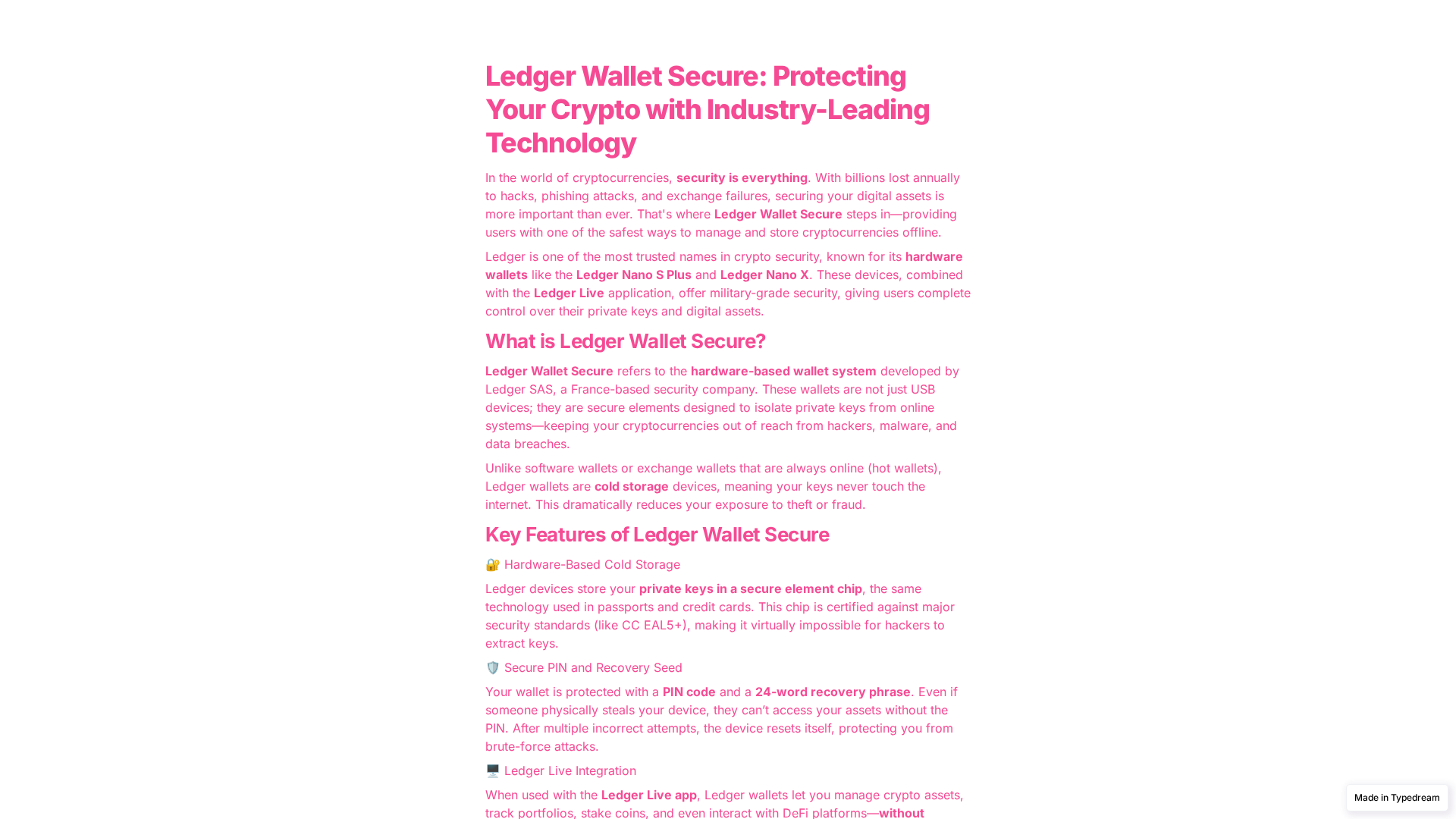 Screenshot of ledgr-walt-secure-td.typedream.app